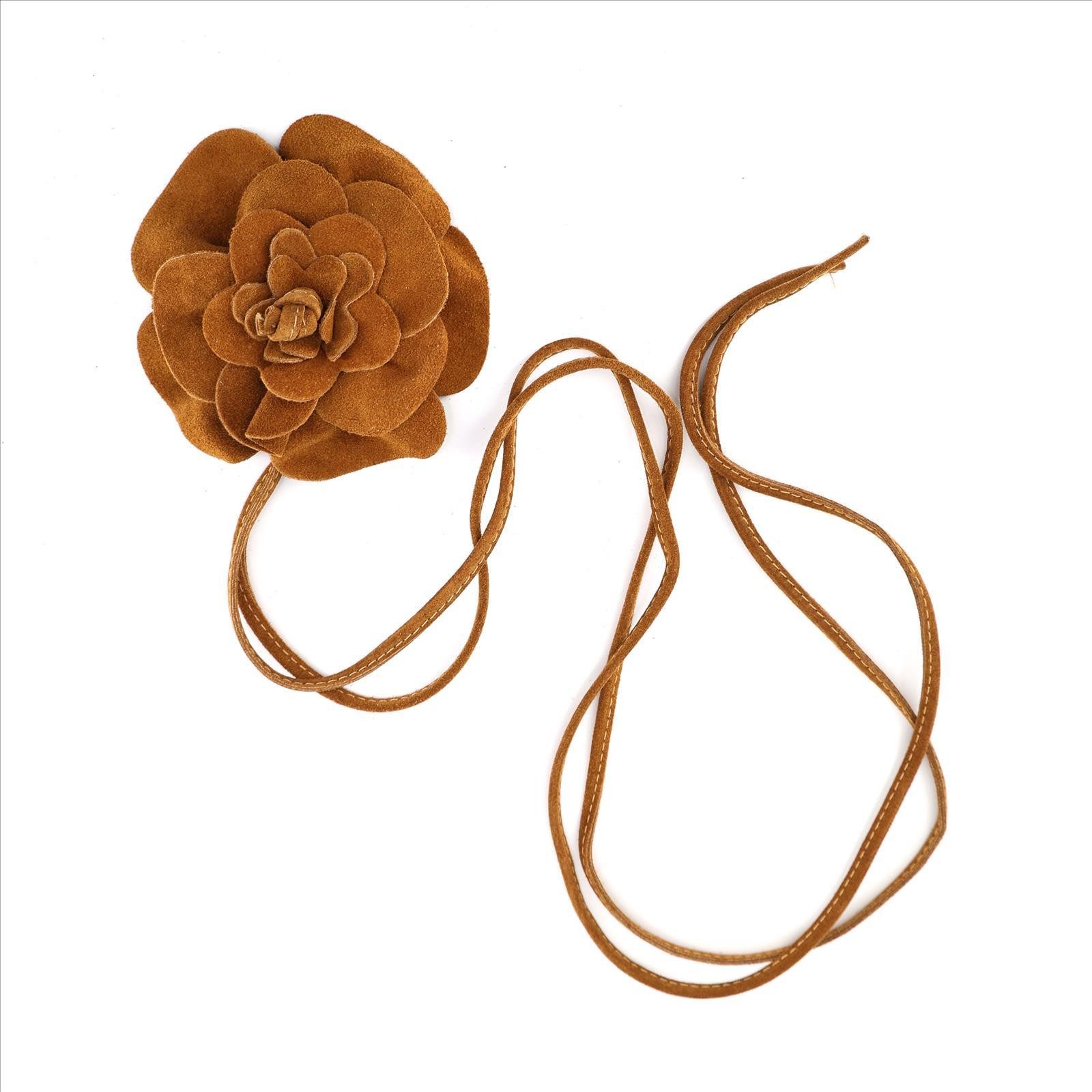 MIRROSI Taillengürtel Blume aus Echtleder zu binden, Einheitsgröße, Made in Italy Einheitsgröße (Geeignet für einen Hüftumfang bis zum ca.150 cm)