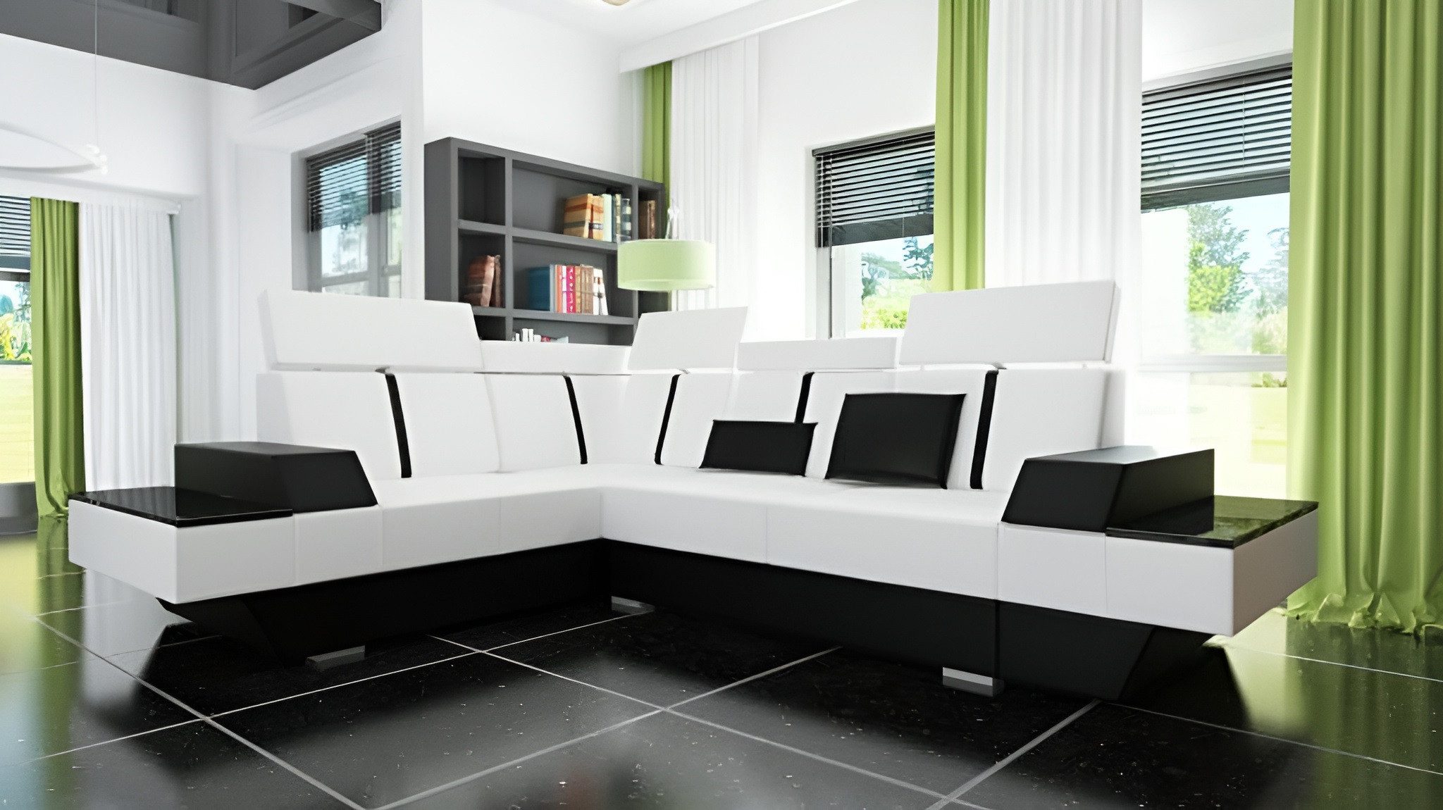 Xlmoebel Ecksofa Elegantes Ledersofa mit USB-Anschlüssen und gemütlichem Polster, Ecksofa L-Form, Hergestellt in Europa