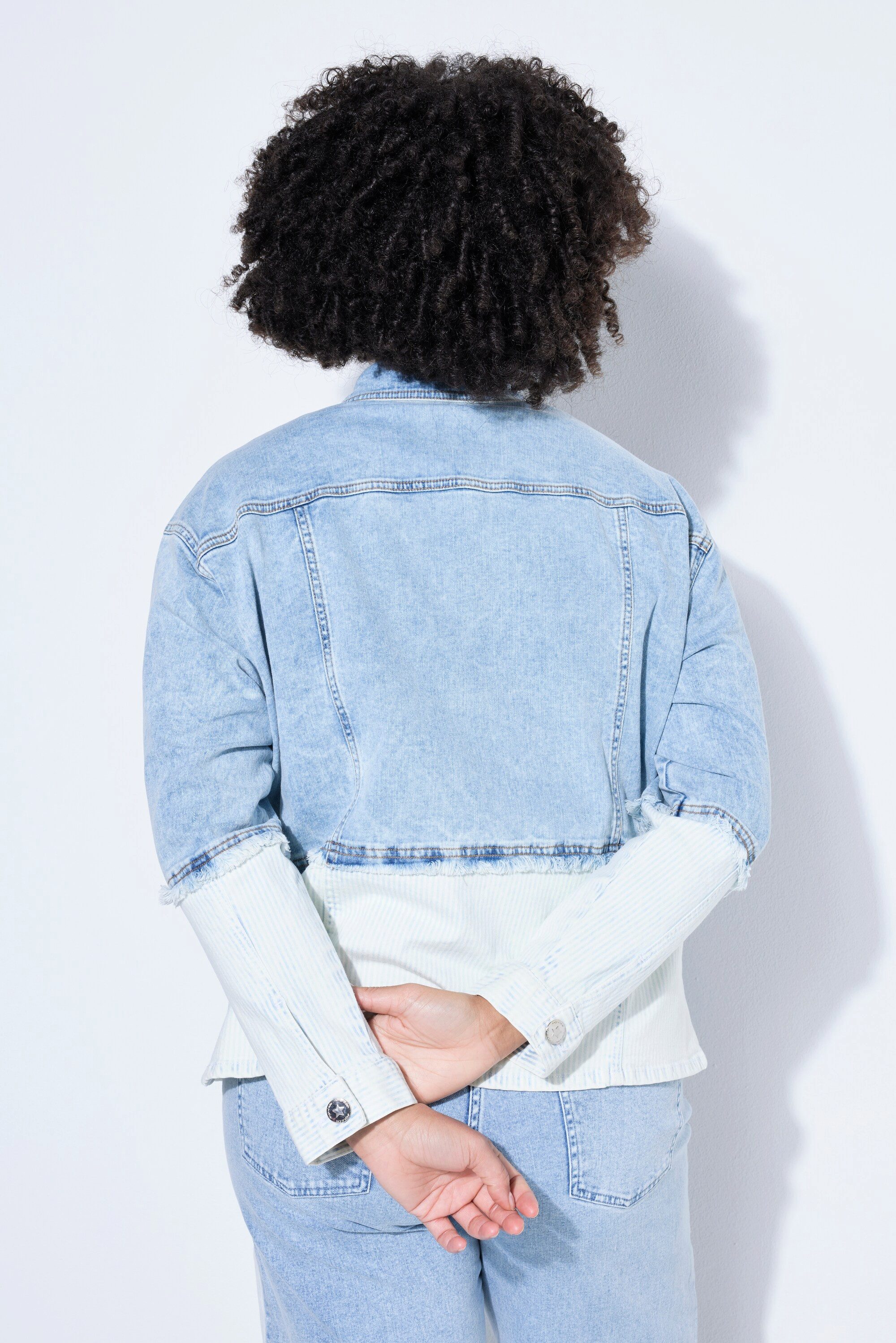 Angel of Style Jeansjacke Jeansjacke Loose Fit Patchlook Langarm