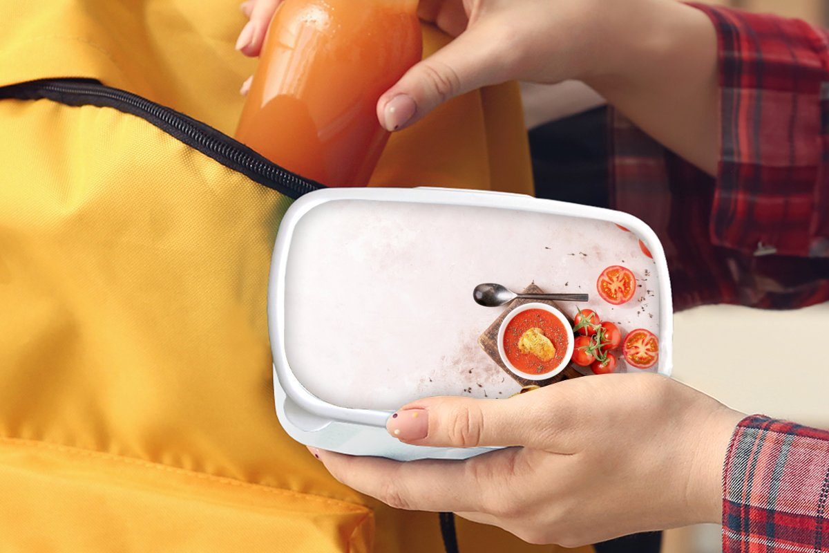 (2-tlg), MuchoWow Kräuter, weiß Suppe Tomate - Mädchen Jungs Brotdose, für Brotbox - und Kunststoff, Lunchbox Erwachsene, und Kinder für - Küche