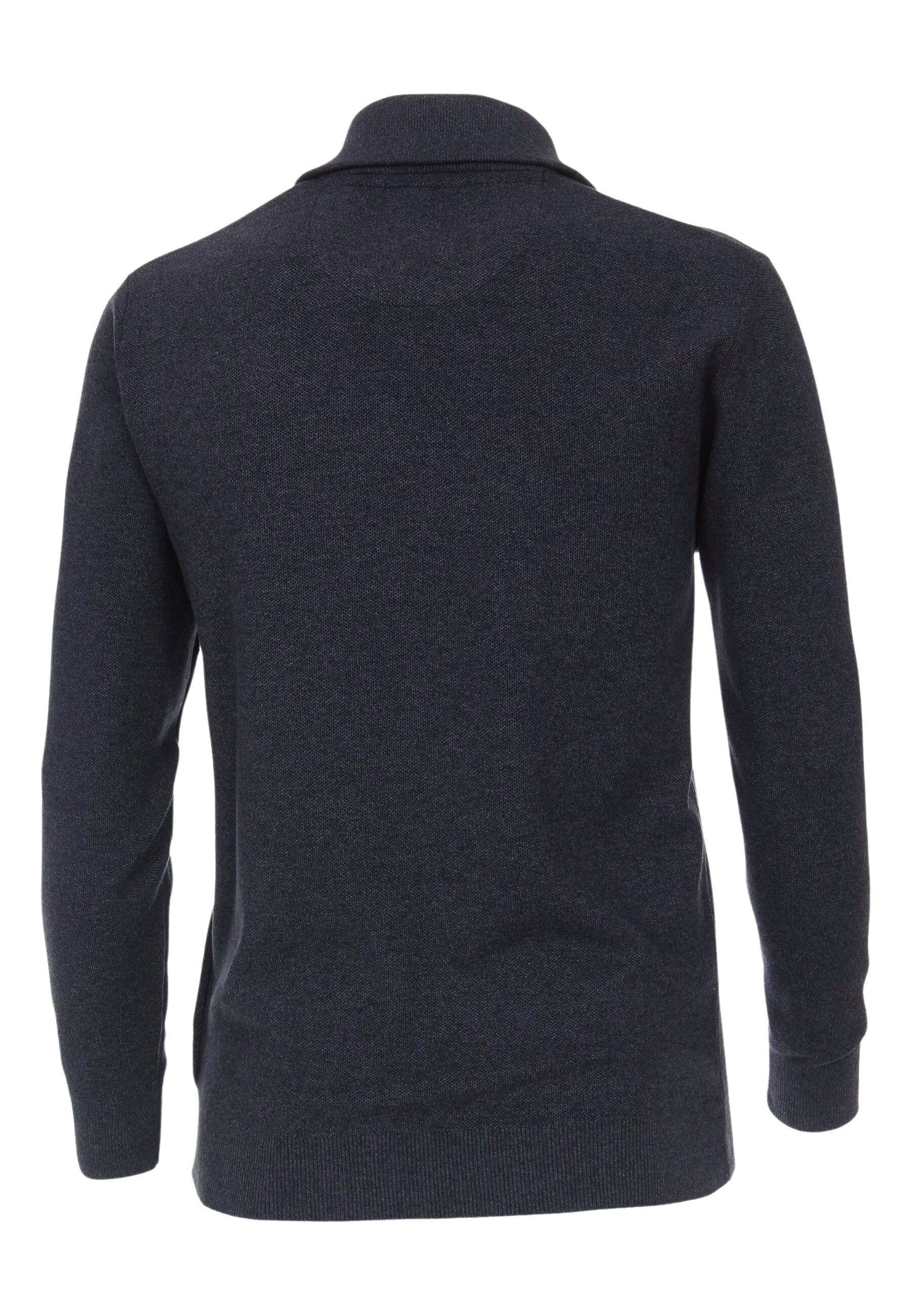 mit Pullover Reißverschluss (1-tlg) CASAMODA Troyer Troyer blau Markenlogo und