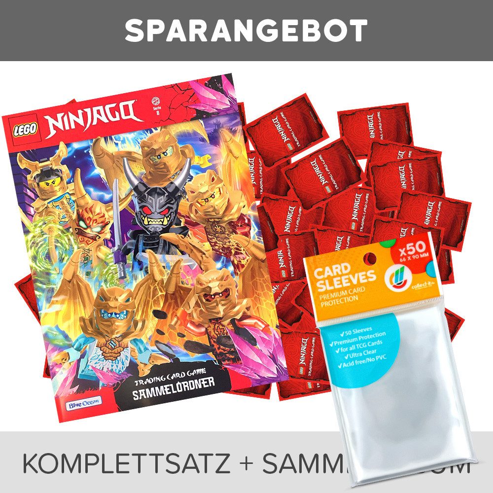Blue Ocean Sammelkarte LEGO Ninjago 8 Cards: Kartenkomplettsatz(ohne Sonderkarten)+Mappe+mehr