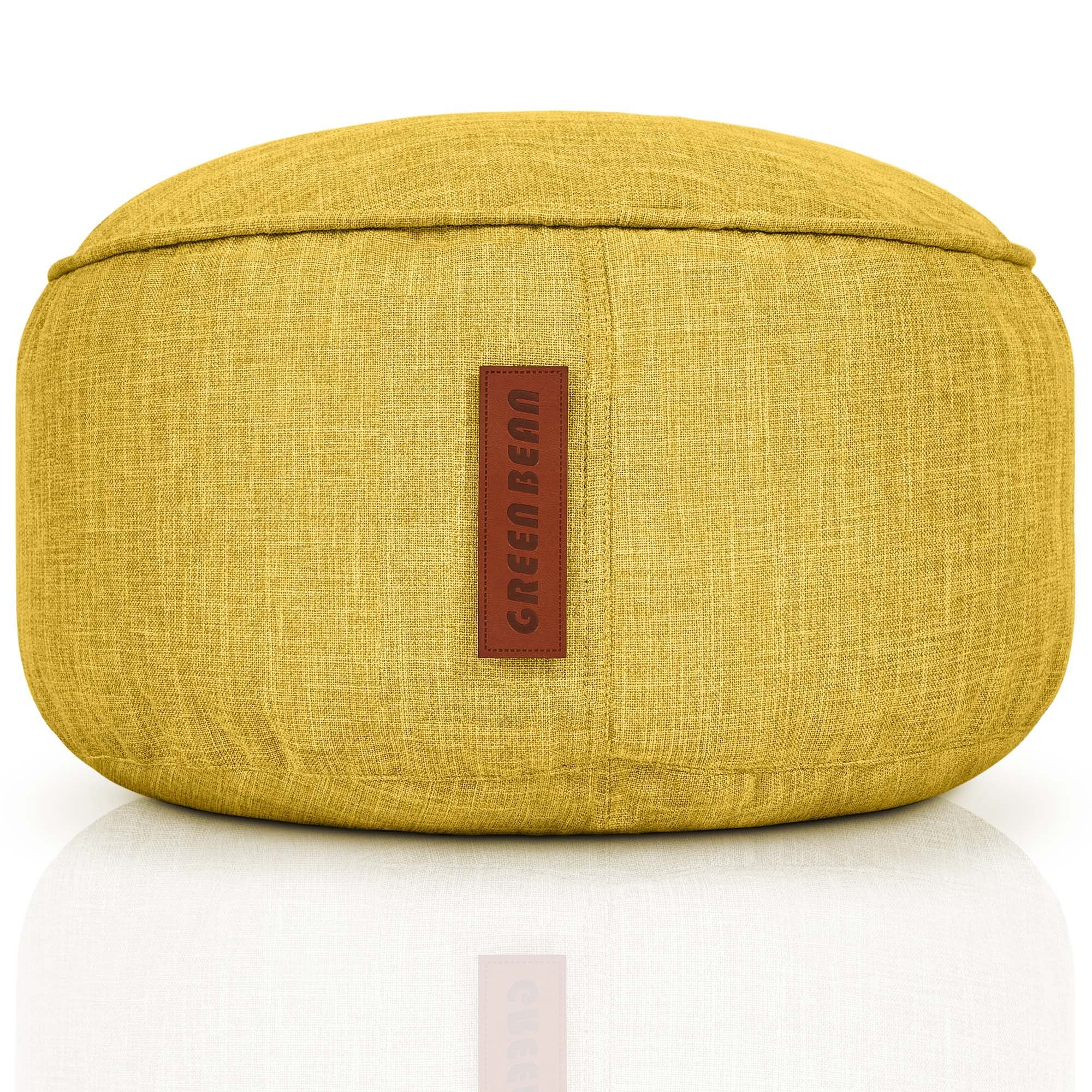 Green Bean Pouf Home-Linen Pouf (Sitzsack-Hocker 25x45cm mit EPS-Perlen Füllung -, Подставка для ног Fußkissen Sitz-Pouf für Sitzsäcke), Bodenkissen für Kinder und Erwachsene - Sitzkissen Стулья