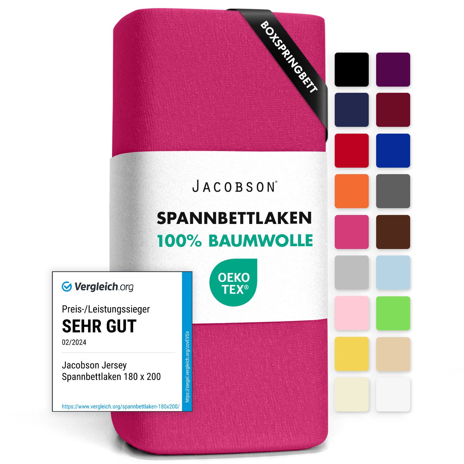 Jacobson Spannbettlaken BOXSPRING & ÜBERLÄNGE aus 100% Baumwolle, für hohe günstig online kaufen