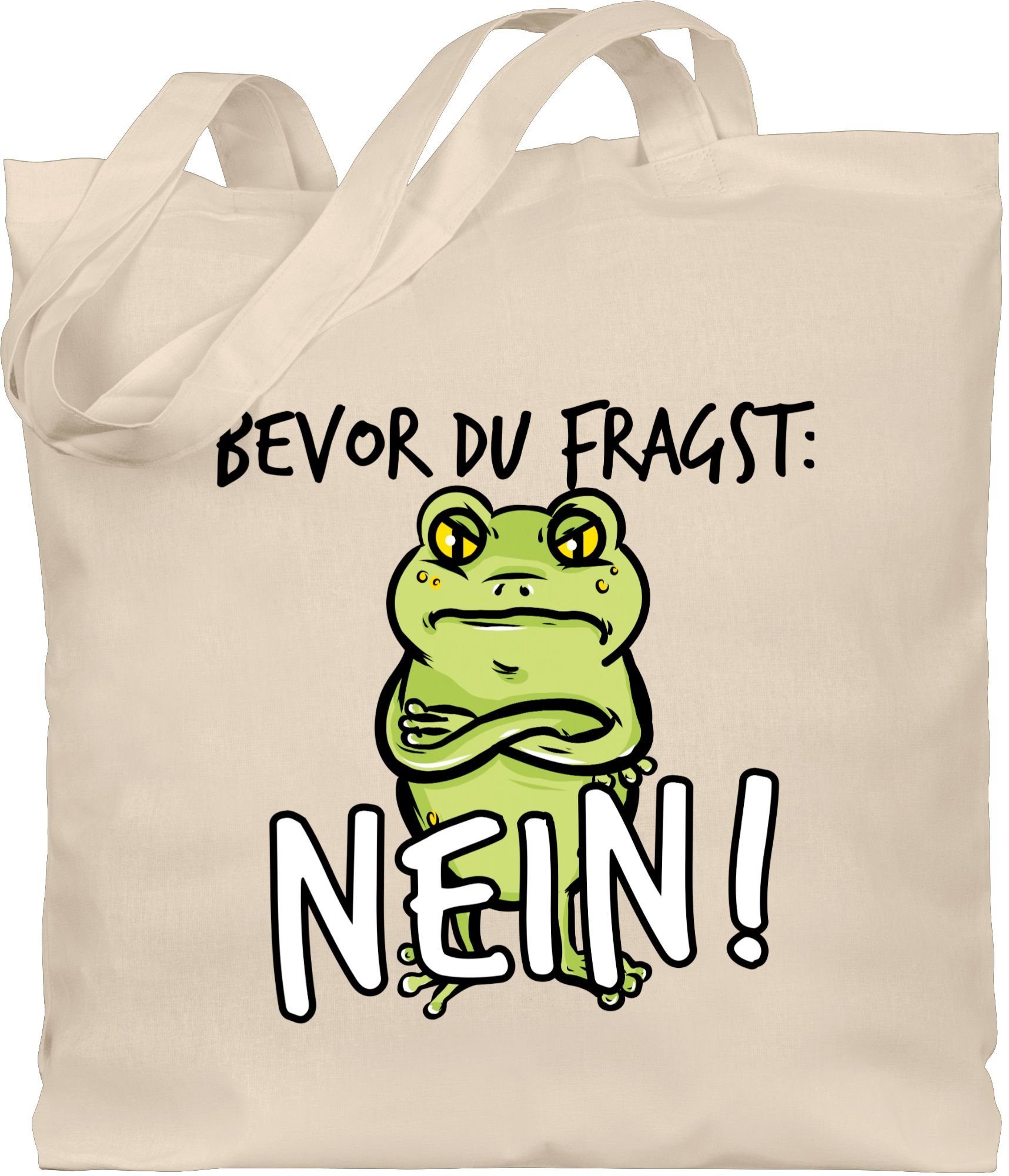 Shirtracer Umhängetasche Bevor du fragst: Nein! - Frosch - Schwarz, Sprüche Statement mit Spruch 2 Naturweiß