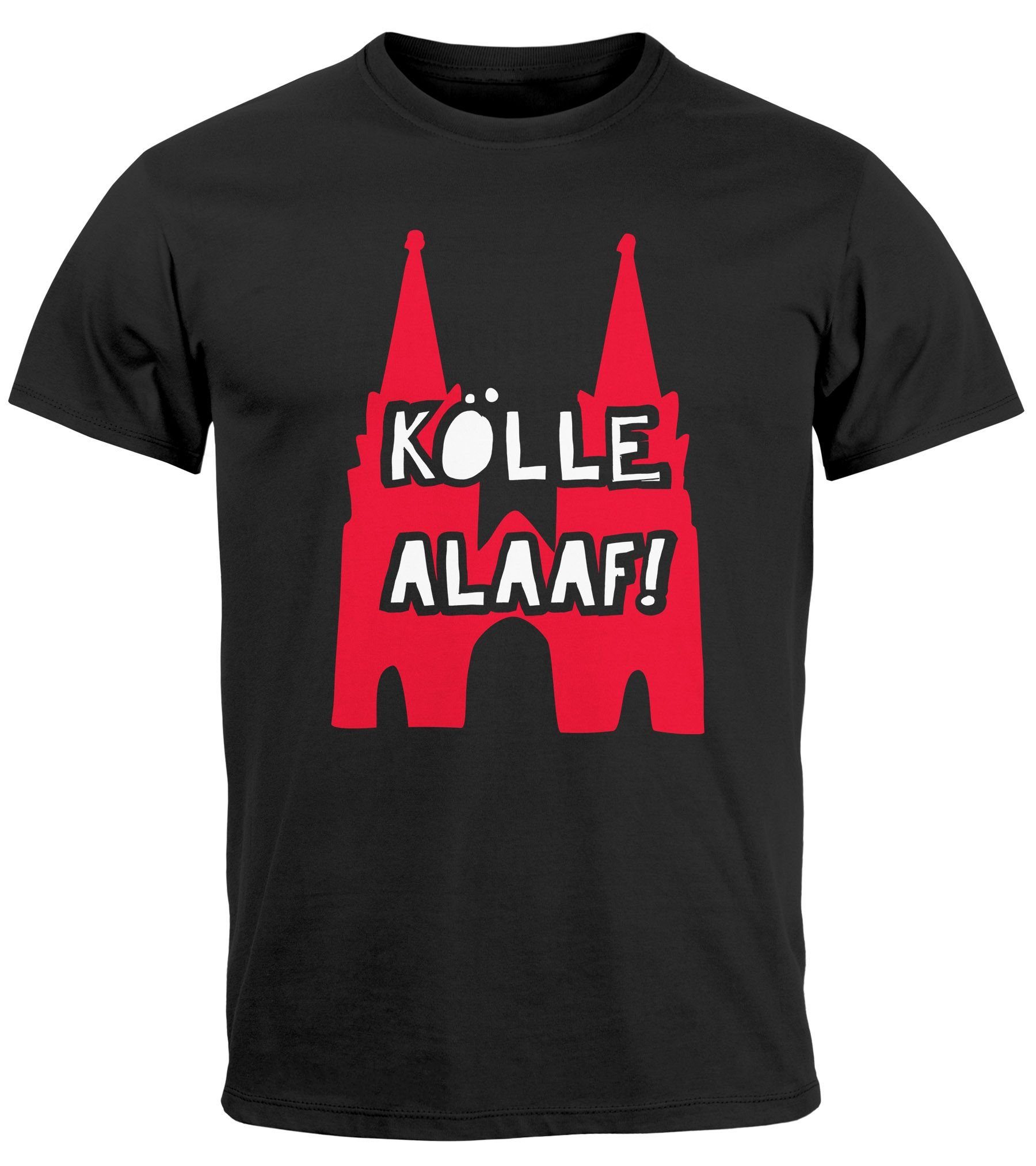 MoonWorks Print-Shirt Herren T-Shirt Karneval Köln Kölle Alaaf Kostüm-Ersatz Verkleidung Las mit Print