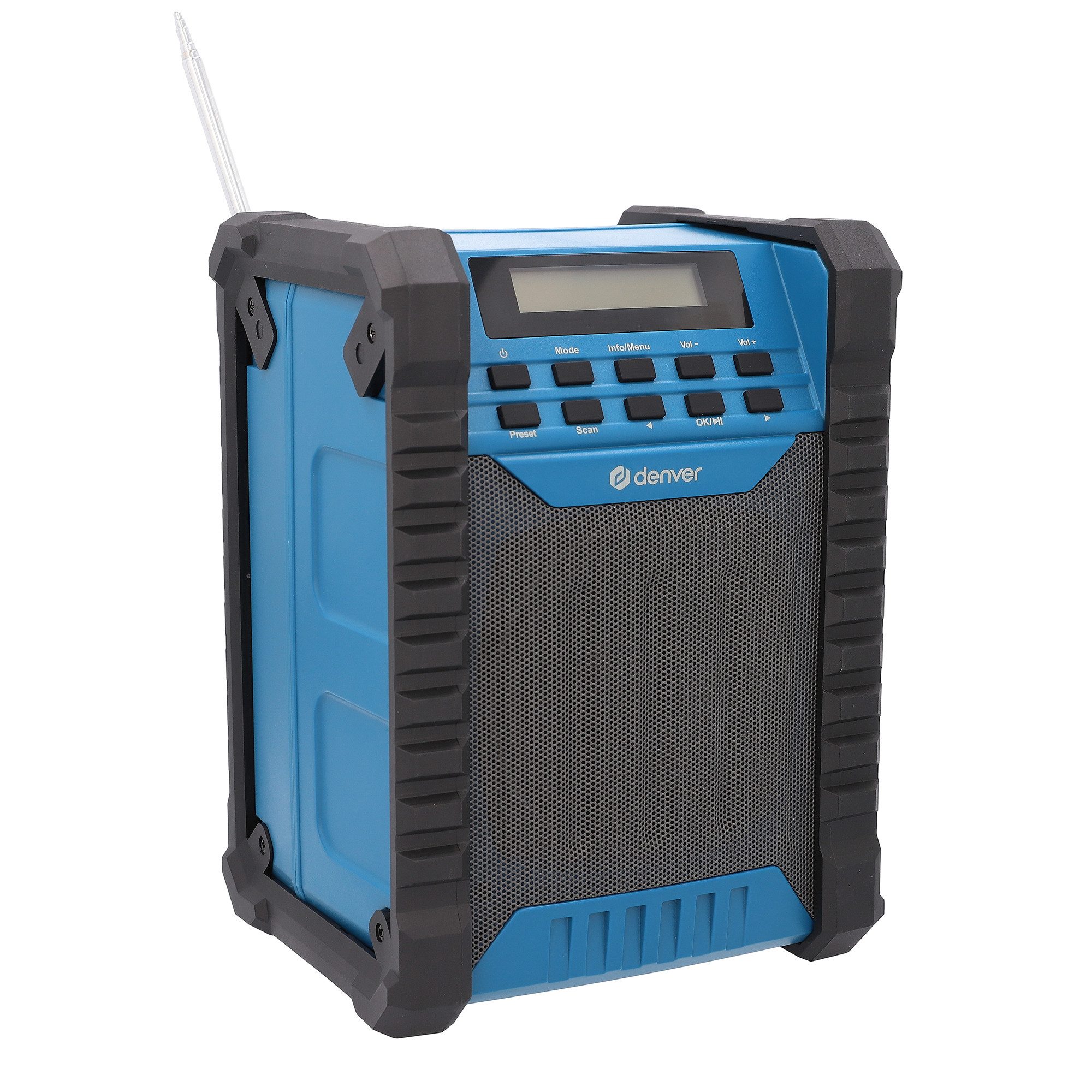 Denver WRD-60 Baustellenradio (DAB+, FM, 10 W, Spritzwasserschutz (IP54), integrierter Akku 2000 mAh (10 h Laufzeit)