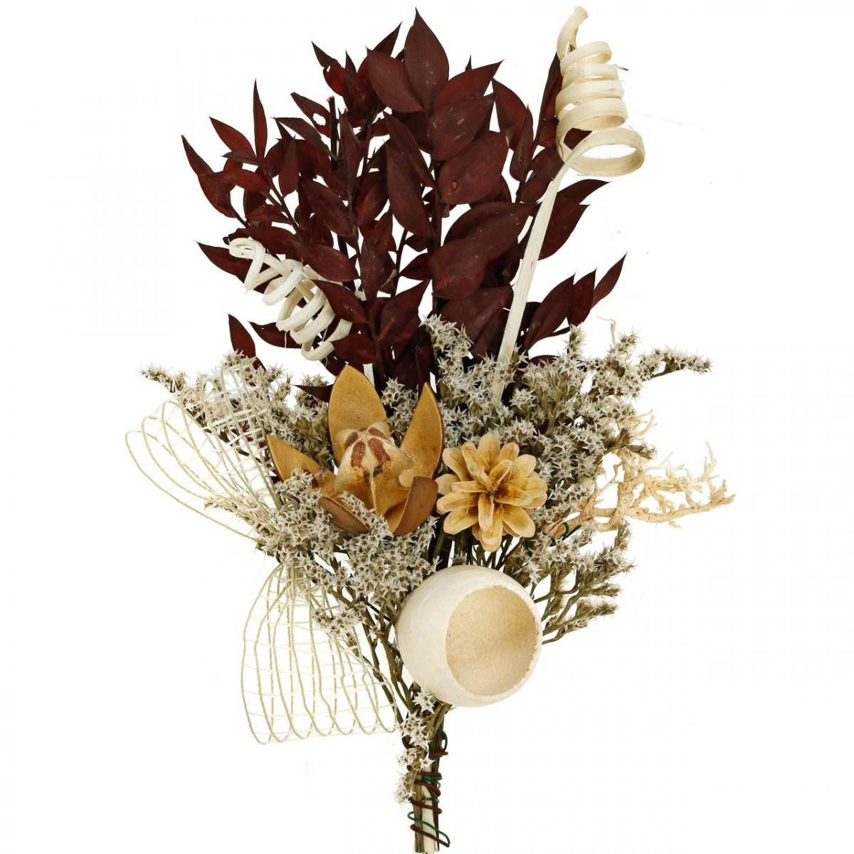 Trockenblume Trauerfloristik Set Natur Auflage für Grabdeko Dunkelrot Creme, 24 St, Florists Products, Höhe 12 cm