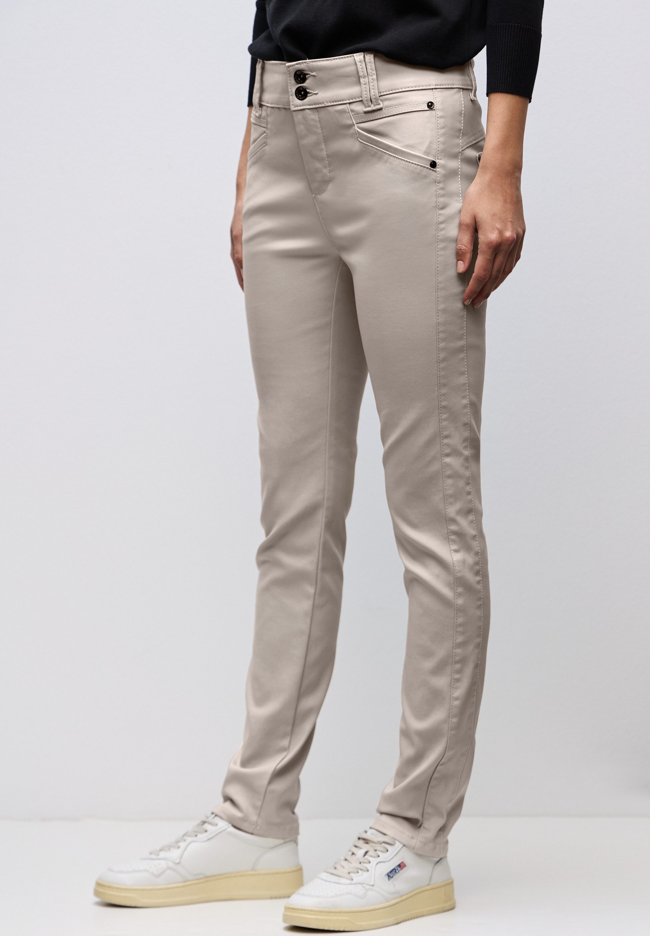 STREET ONE Lederimitathose mit Coating