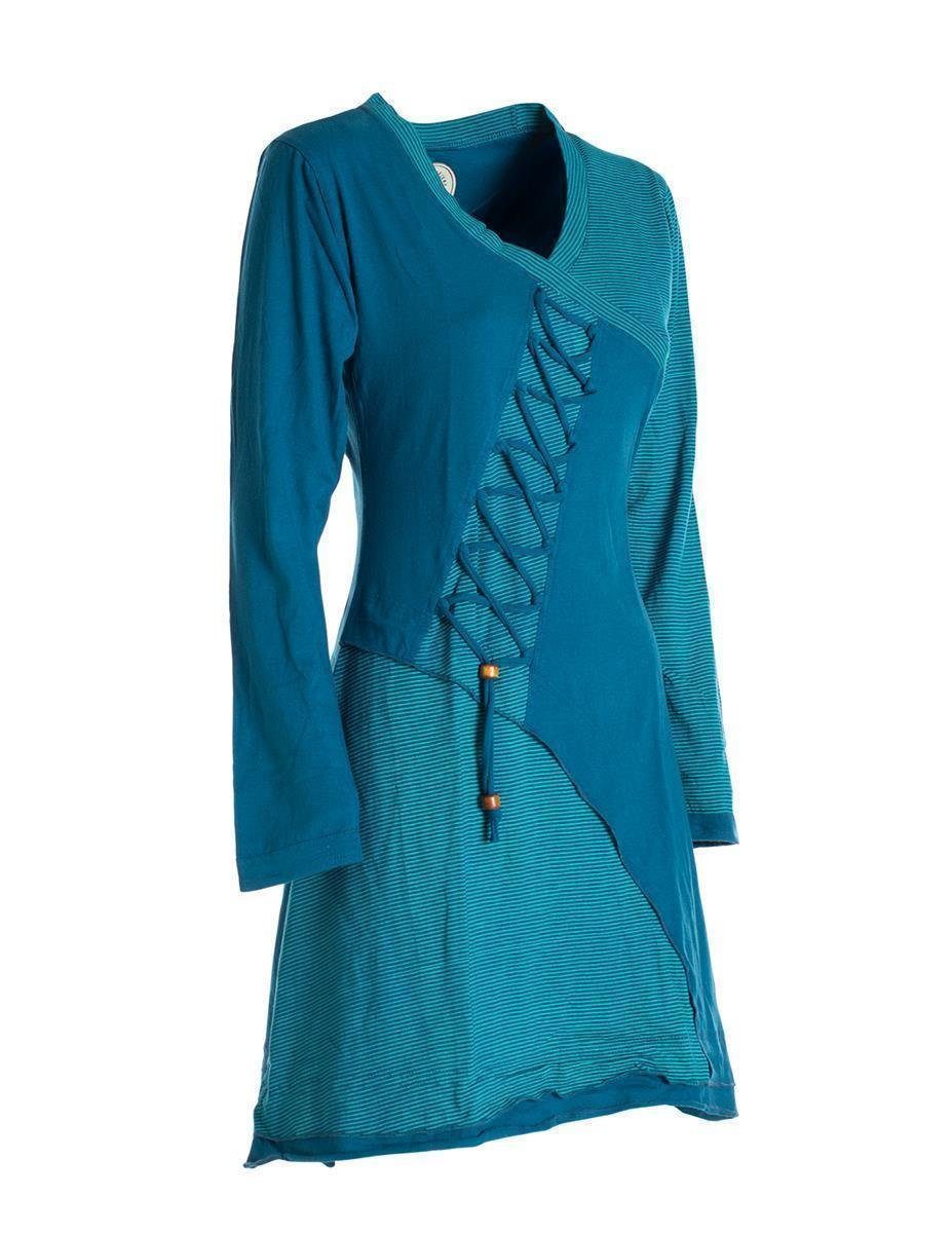 Vishes Jerseykleid Asymmetrisches Langarm Damen Baumwoll-Keid Shirt-Kleid Ethno, Elfen Style, Sweat-Kleid