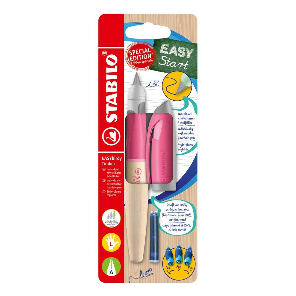 STABILO Füllhalter STABILO EASYbirdy Timber Füllhalter - für Linkshänder - rosa