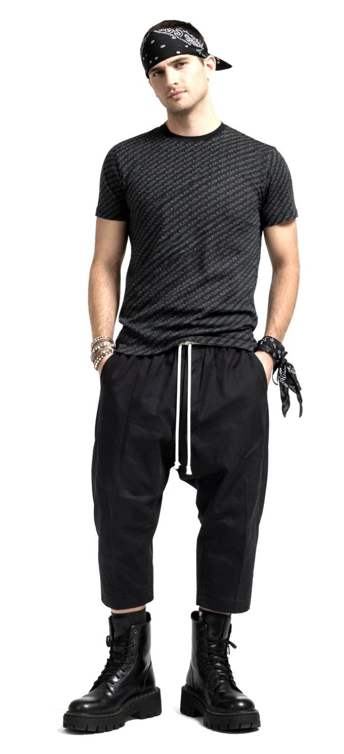 PHILIPP PLEIN T-Shirt Herren Multi Logo Slim fit Skull Tee mit Doppelnadelstich Säume Verpackt in einer box mit Python-Optik-Druck