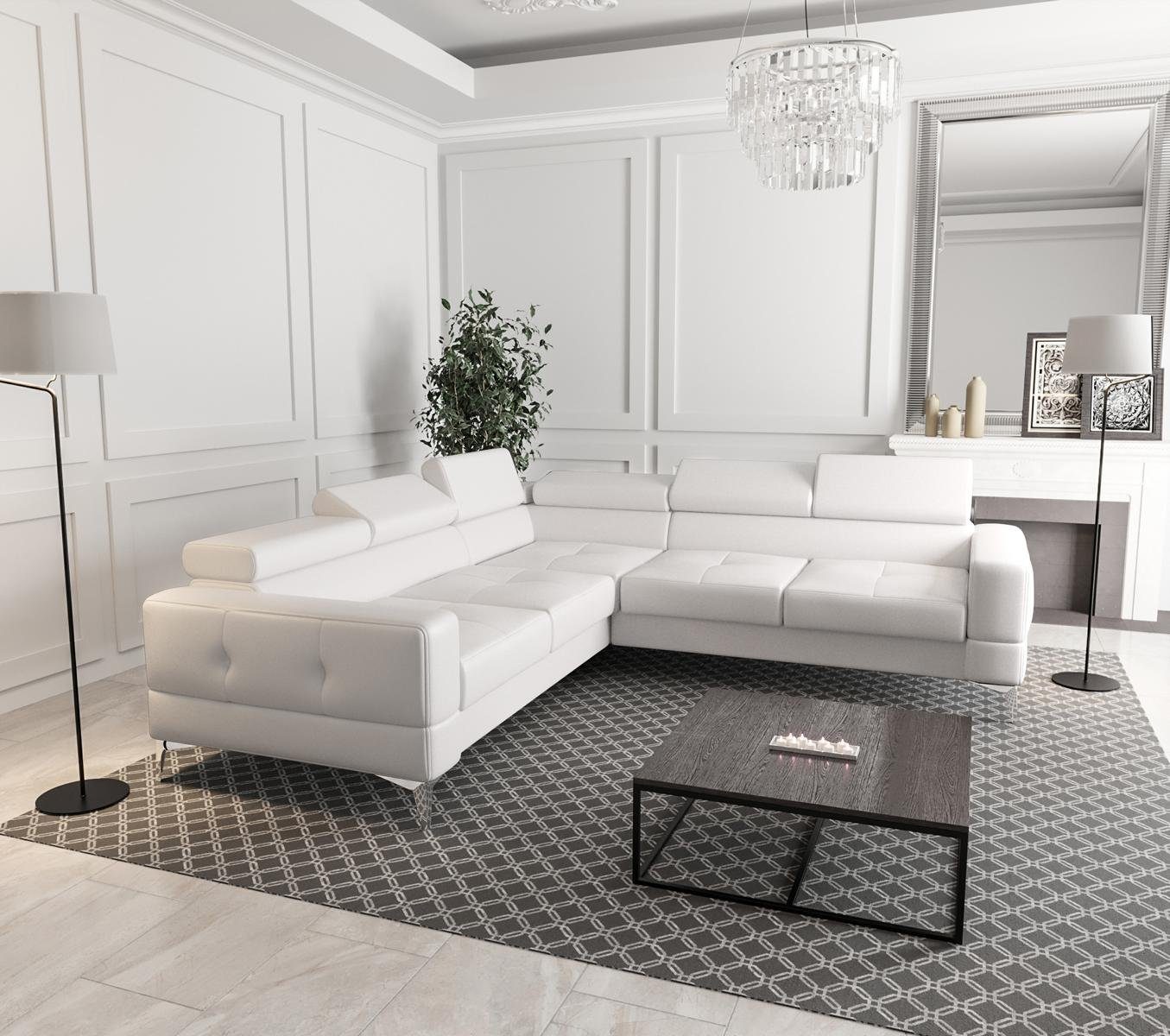 Weiß Sofas Couch Form Textil JVmoebel Design Ecksofa, Ecksofa L Wohnzimmer Polsterung