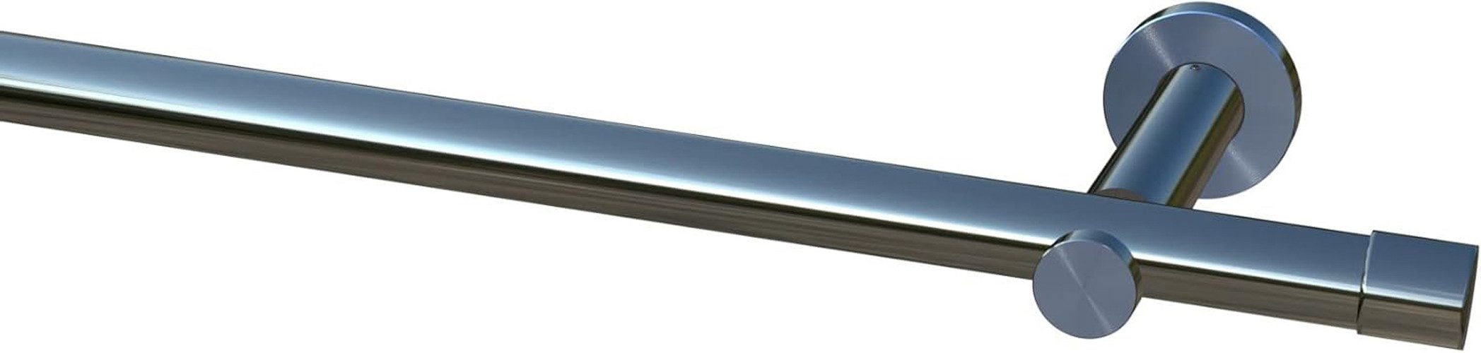 Garduna Gardinenstange Ø 20mm / 1- oder 2-Lauf, 1-läufig, kürzbar, Metall, 2-lauf 1-lauf, Gardinenstange komplett, hochwertig, Fixmaß, 20mm