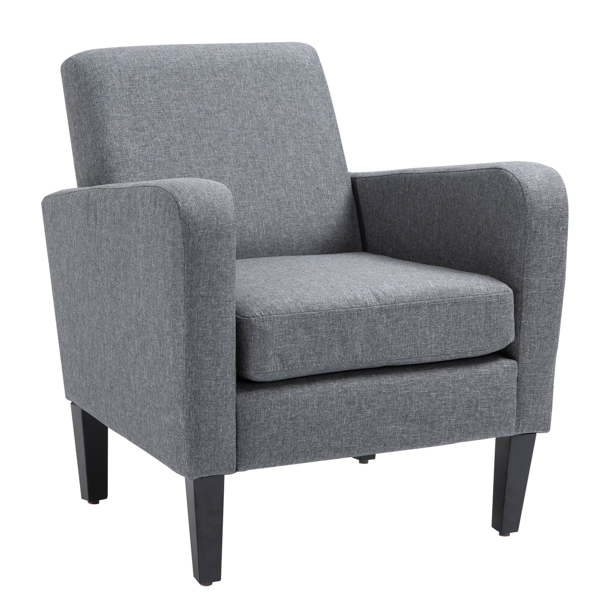 REDOM Relaxsessel Hellgrau, Leinenstoff, 66x72x74 cm, mit Polster & Holzfüßen (Einzelsessel für Wohnzimmer, Leseecke & Schlafzimmer, 1-St., Relaxsessel), Bequeme Sitzgelegenheit – zeitlos & vielseitig