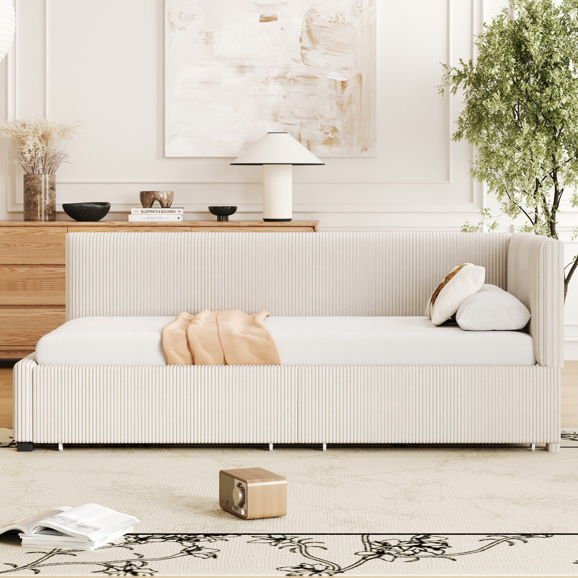 STILVORA Schlafsofa Polsterbett 90×200 mit Stauraum & Lattenrost,Bettgestell ohne matratze, Daybett Einzelbett Jugendbett, inkl. Lattenrost, ideal für Schlafzimmer und kleine Wohnungen, belastbar bis 120 kg, Ohne Matratze