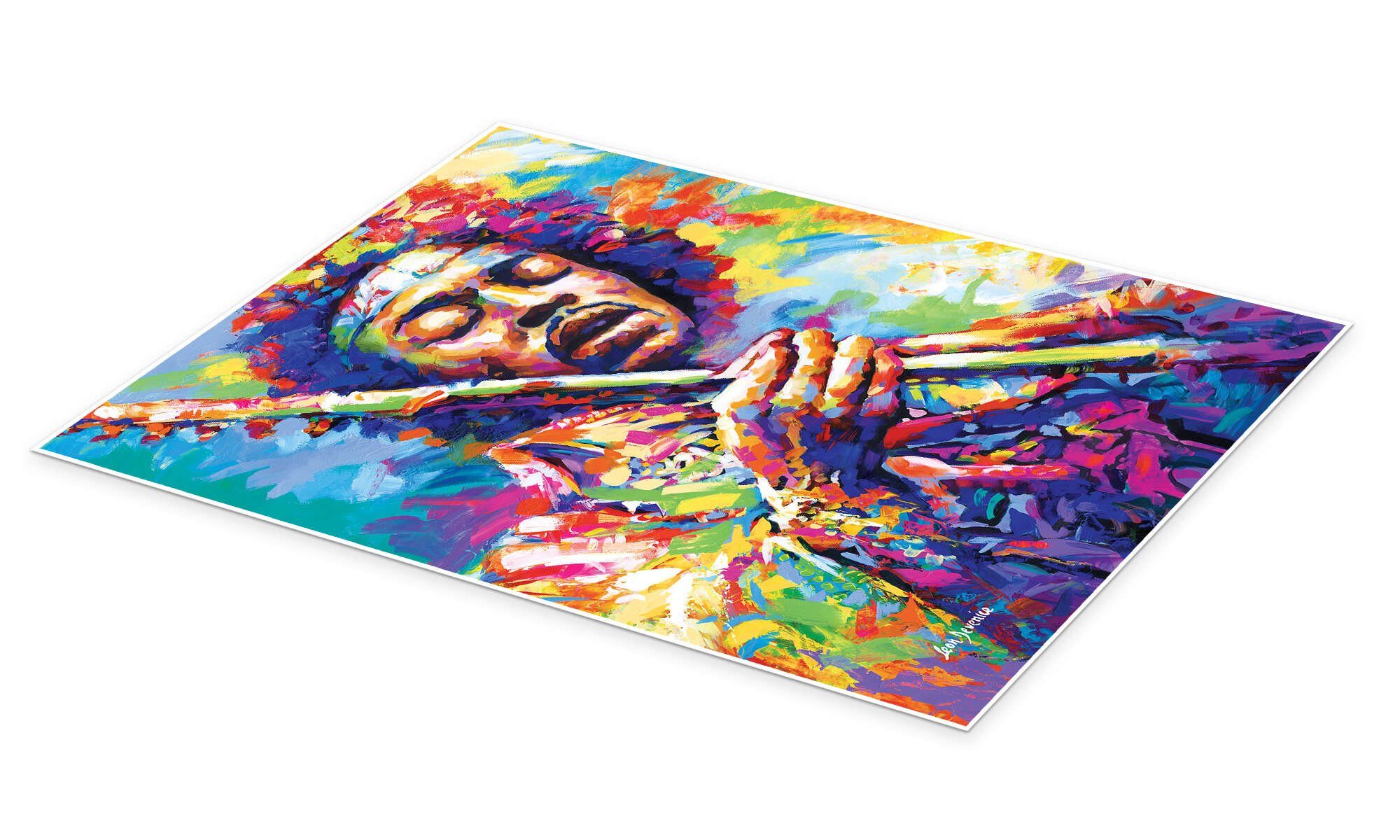 Posterlounge Wandbild Jimi Hendrix, Farbenfroh, Leon Devenice, erhältlich als Poster, Leinwandbild, Wandsticker oder Acrylglasbild
