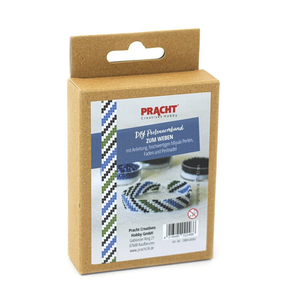Pracht Perlenarmband PRACHT Bastelset DIY Perlenarmband weben blau/grün/weiß