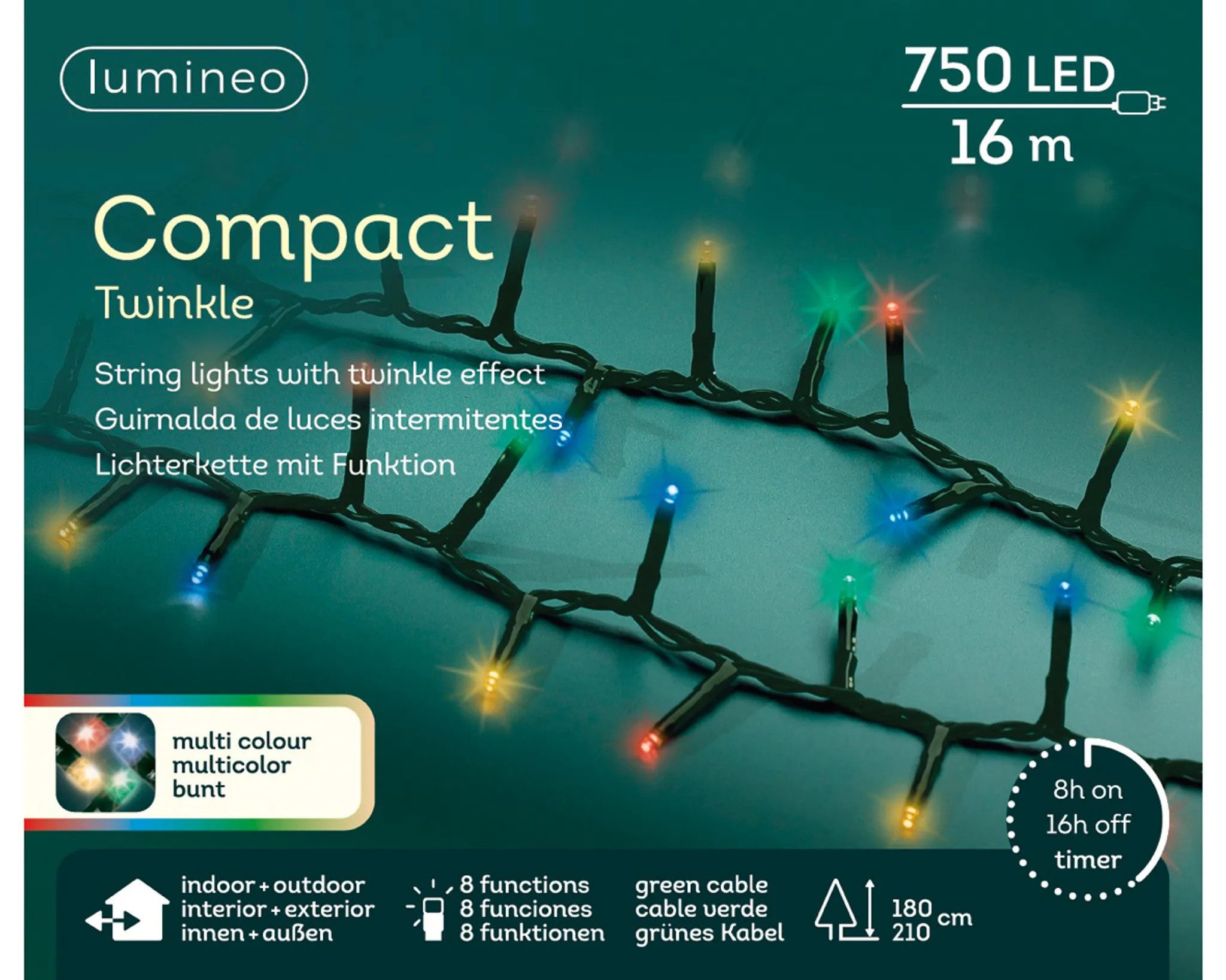 Lumineo LED-Lichterkette Lumineo Lichterkette 750 LEDs 16m
