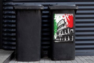 MuchoWow Wandsticker Illustration des römischen Kolosseums für die italienische Flagge (1 St), Mülleimer-aufkleber, Mülltonne, Sticker, Container, Abfalbehälter