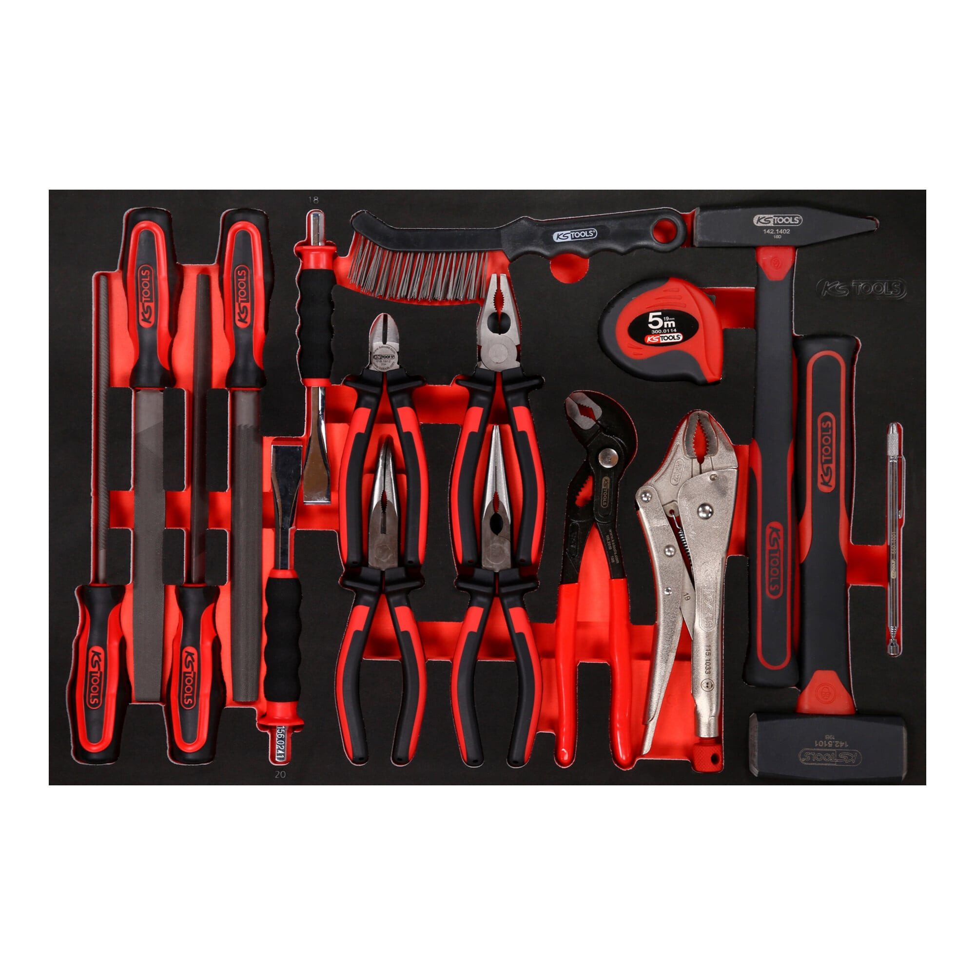 KS Tools Crimpzange KS Tools Zangen- / Hammer- / und Meißel-Satz in Schaumstoffeinlage, 17