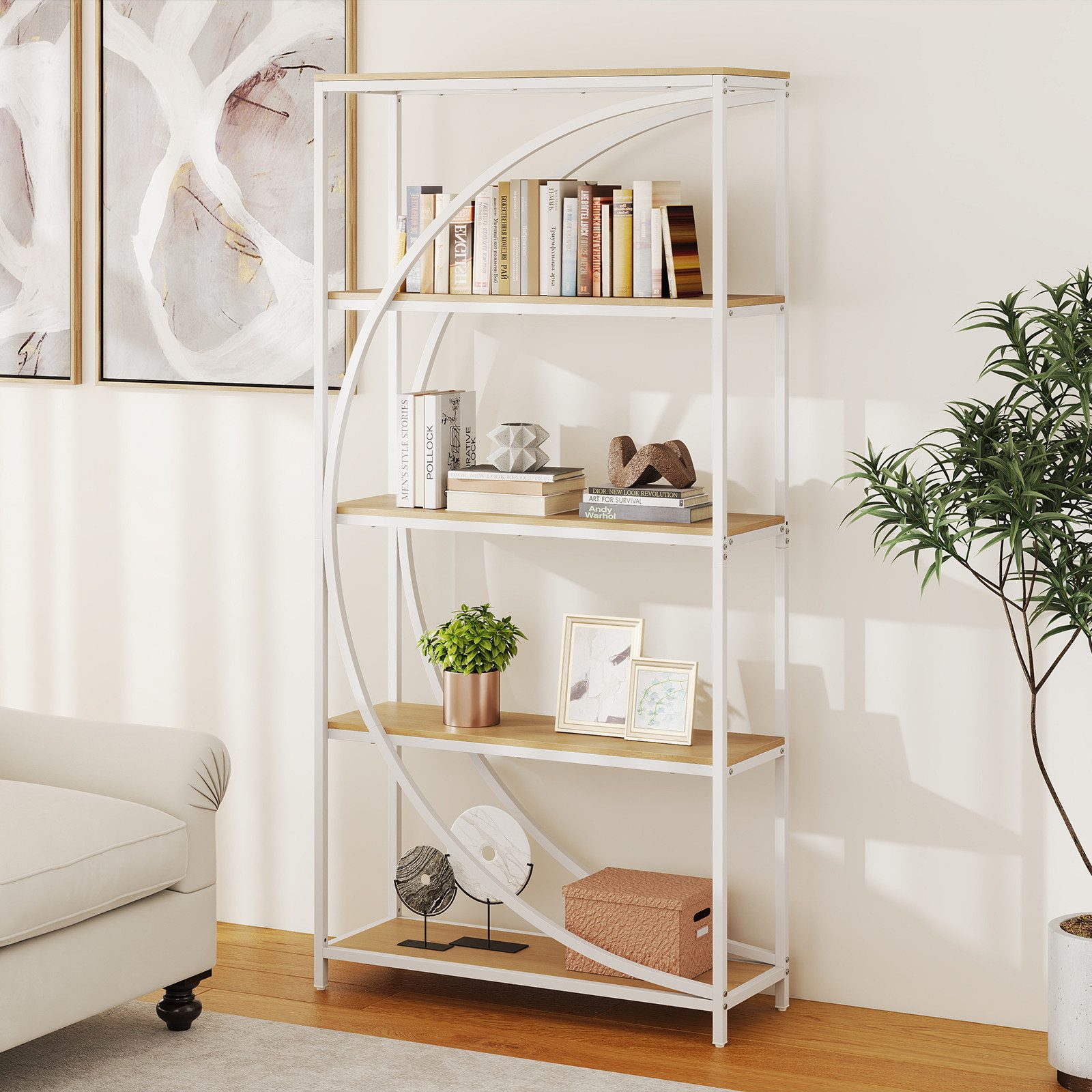 COSTWAY Bücherregal, 1-tlg., geometrisches Büroregal Metallrahmen 86 x 30 x günstig online kaufen