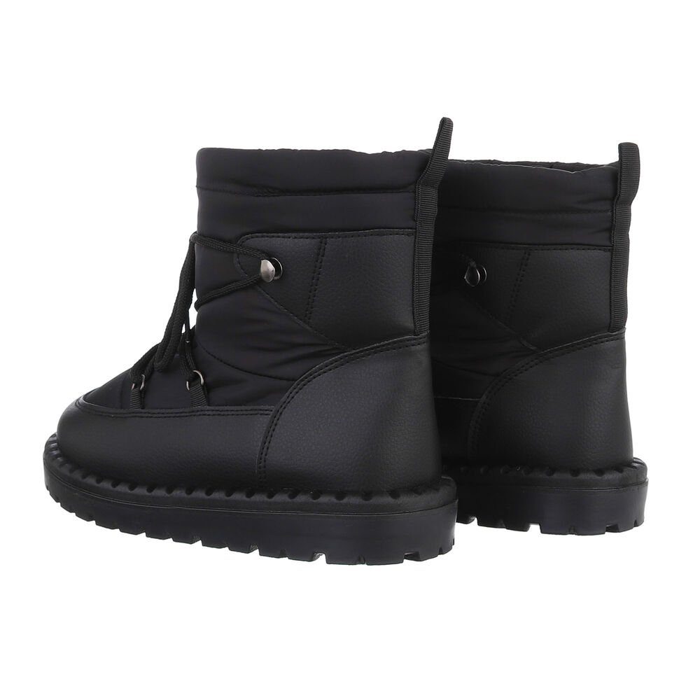 Ital-Design Damen Snowboots Freizeit Snowboots Flach Schnürstiefeletten in Schwarz