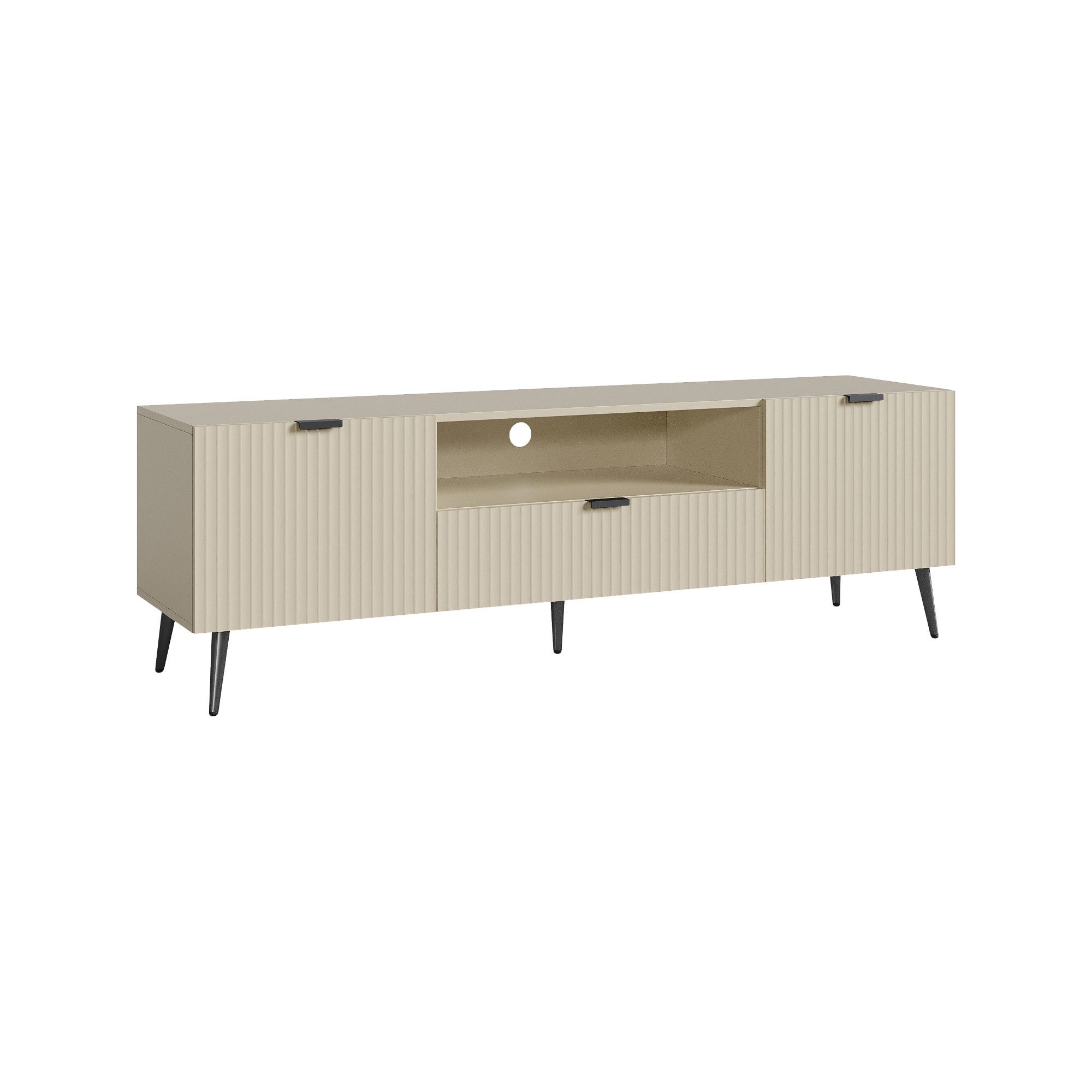 en.casa TV-Schrank »Nand« mit Schublade und 2 Türen geriffelt 160x40x51 cm Sandfarben