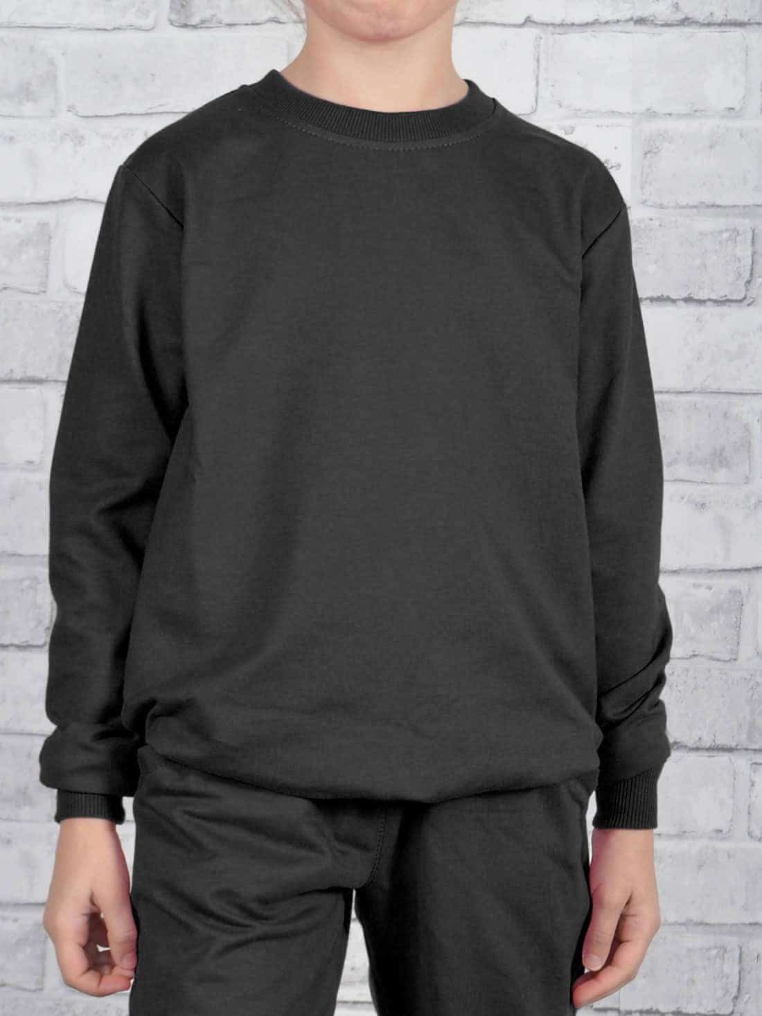 Farben tollen KMISSO Schwarz (1-tlg) in elastischem Sweatshirt mit Sweatshirt Mädchen Bund