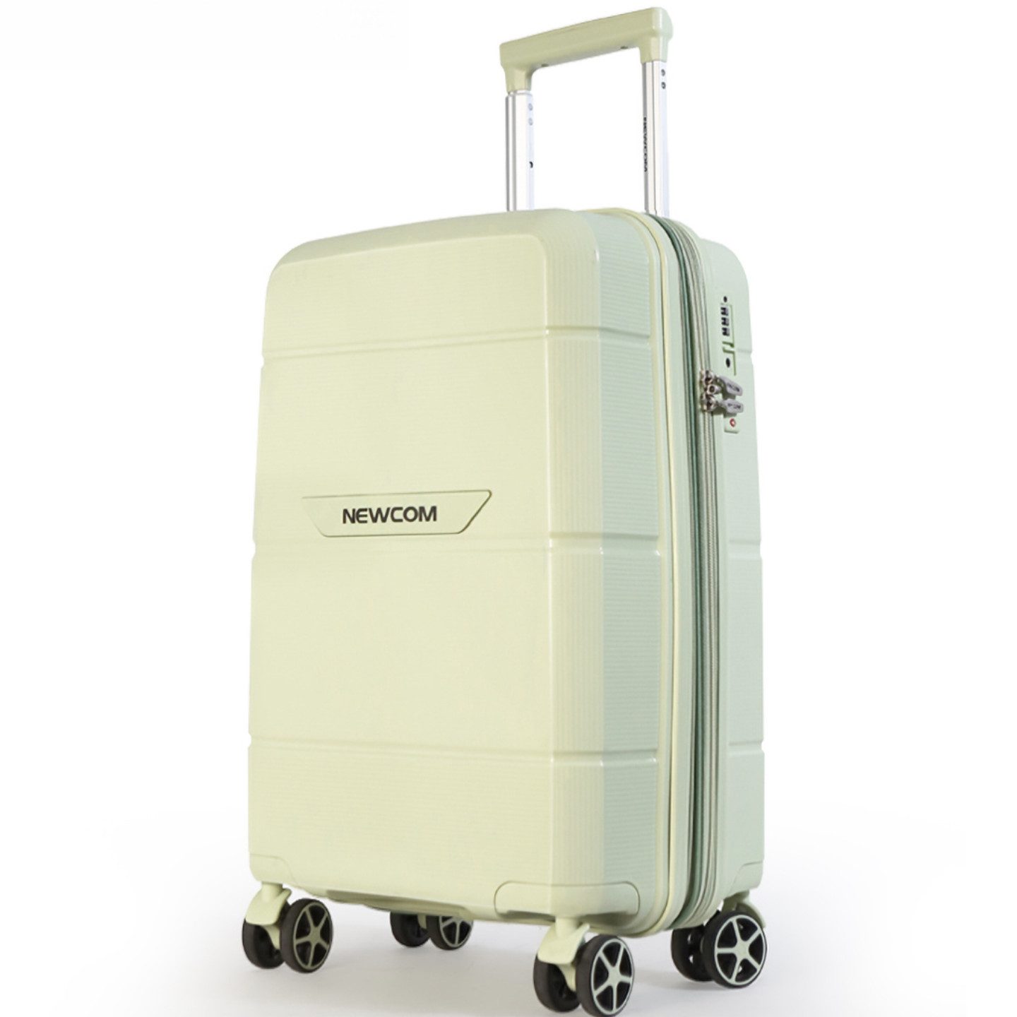 NEWCOM Handgepäck-Trolley Hartschalenkoffer Handgepäck, M/55cm, TSA, Polypropylen, Erweiterbar, 4 Rollen, 360° drehbar, 20Zoll, 54L, Grün, leichter & robuster Reisekoffer