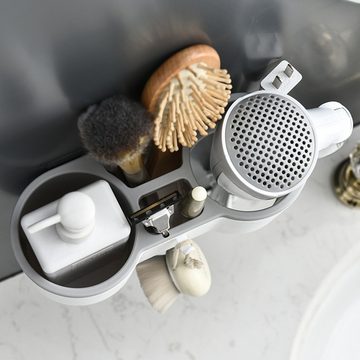 Rutaqian Haartrocknerhalter Föhnhalterung fürs Badezimmer Ohne Bohren Haartrocknerhalter, (Multifunktional Badorganizer Werkzeuge Halter)