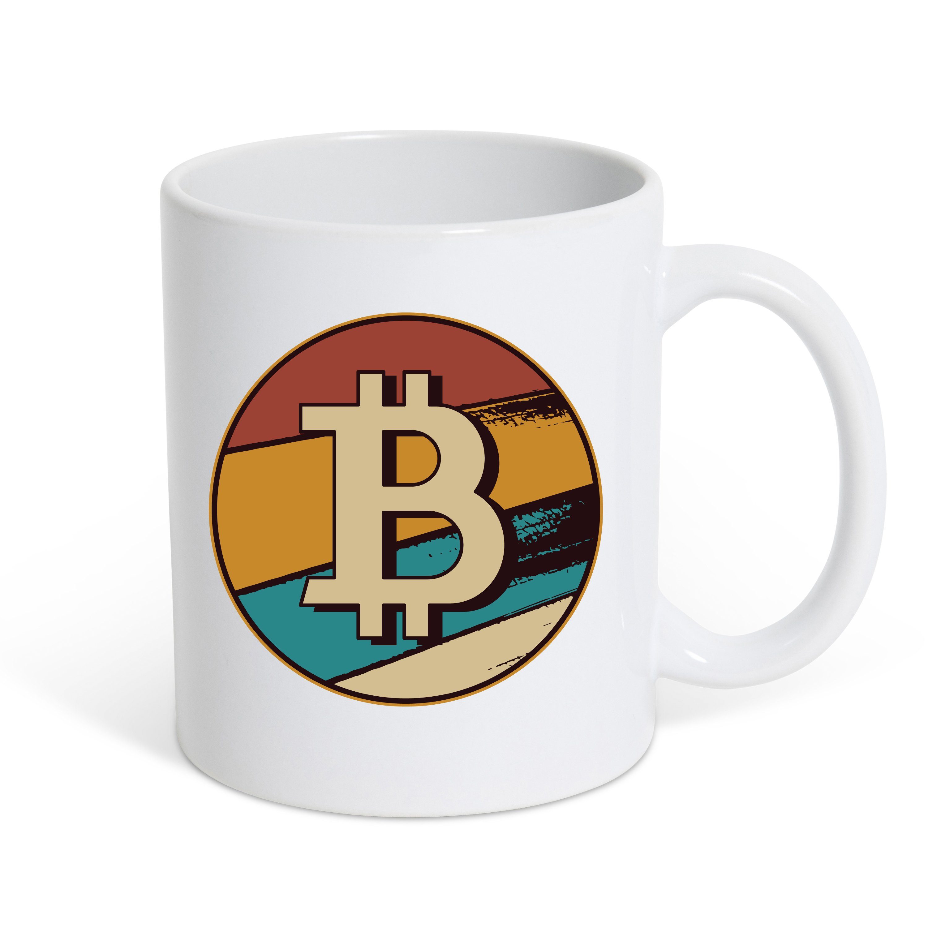 Designz Keramik, Coin mit mit Kaffeetasse Geschenk Weiss Print, Crypto Print Tasse Youth Bitcoin trendigem