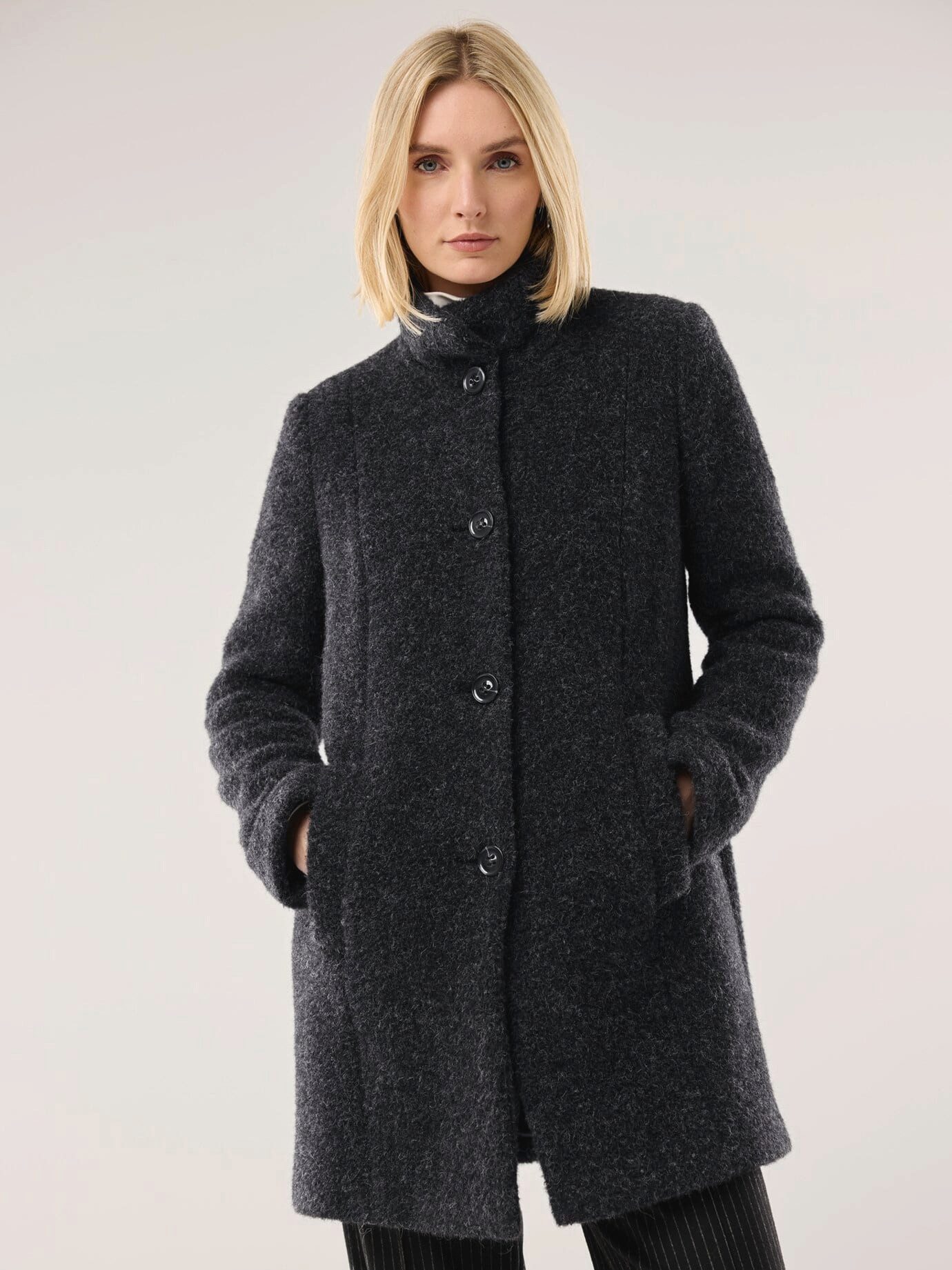 Walbusch Kurzmantel Damen Alpaka-Flausch-Kurzmantel Umlegekragen, modern, wärmend