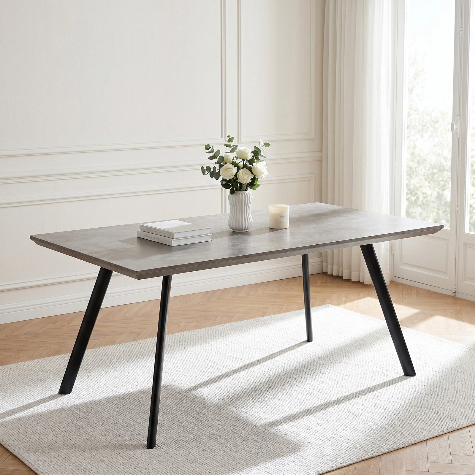 Jiexi Esstisch Moderner Esstisch, 120 cm × 73 cm, Tischplatte aus MDF, stabile Beine