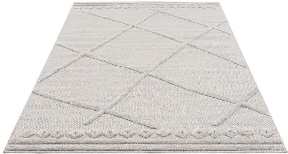 payé Teppich creme Santorini In-& 5 58578, City, rechteckig, & mm, Balkon, für Küche, Carpet Terrasse, Flur Outdoorteppich 3D-Effekt, Raute-Optik, UV-beständig Höhe: Wetterfest