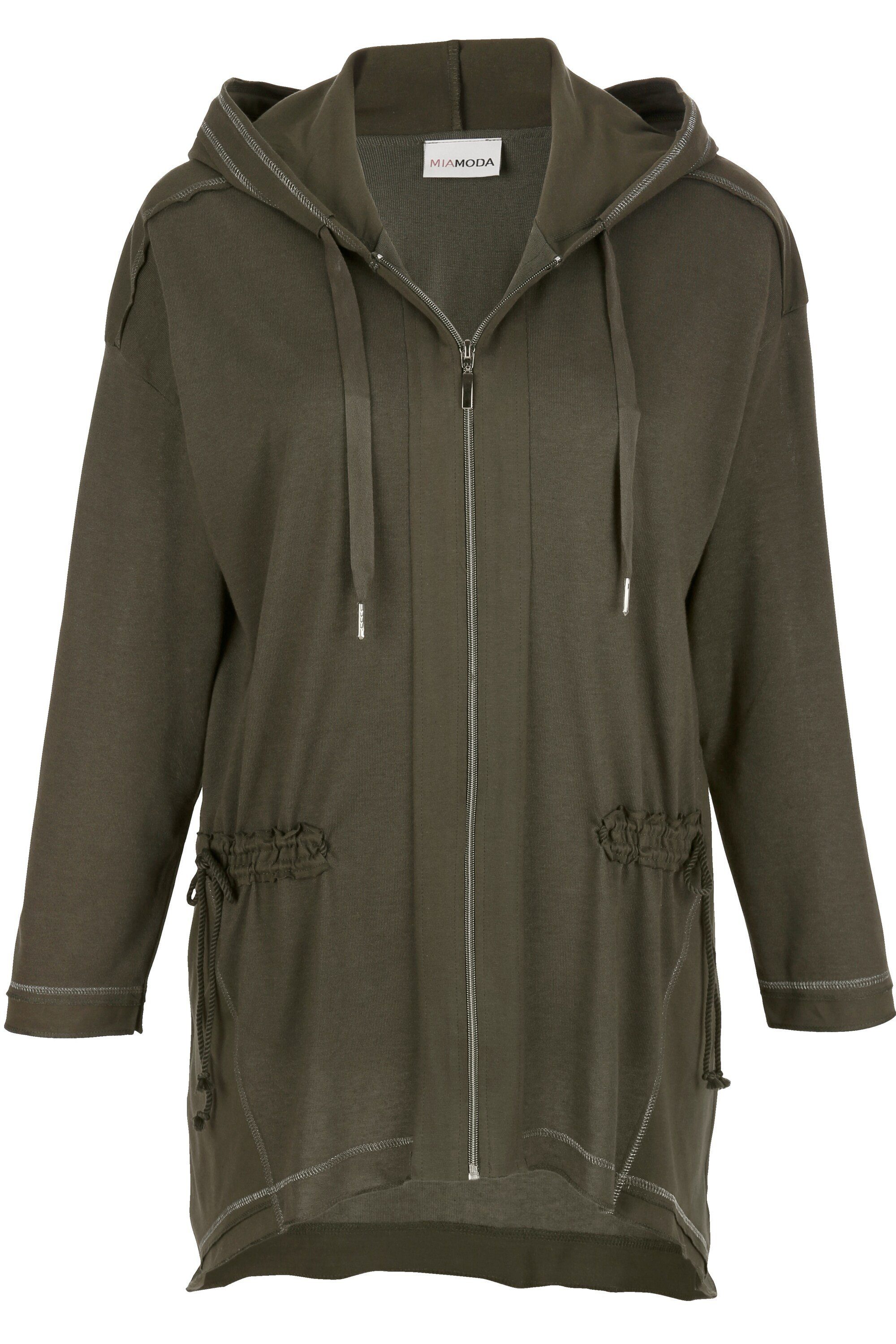 MIAMODA Strickjacke Strickjacke Kapuze Zipfelsaum Langarm günstig online kaufen