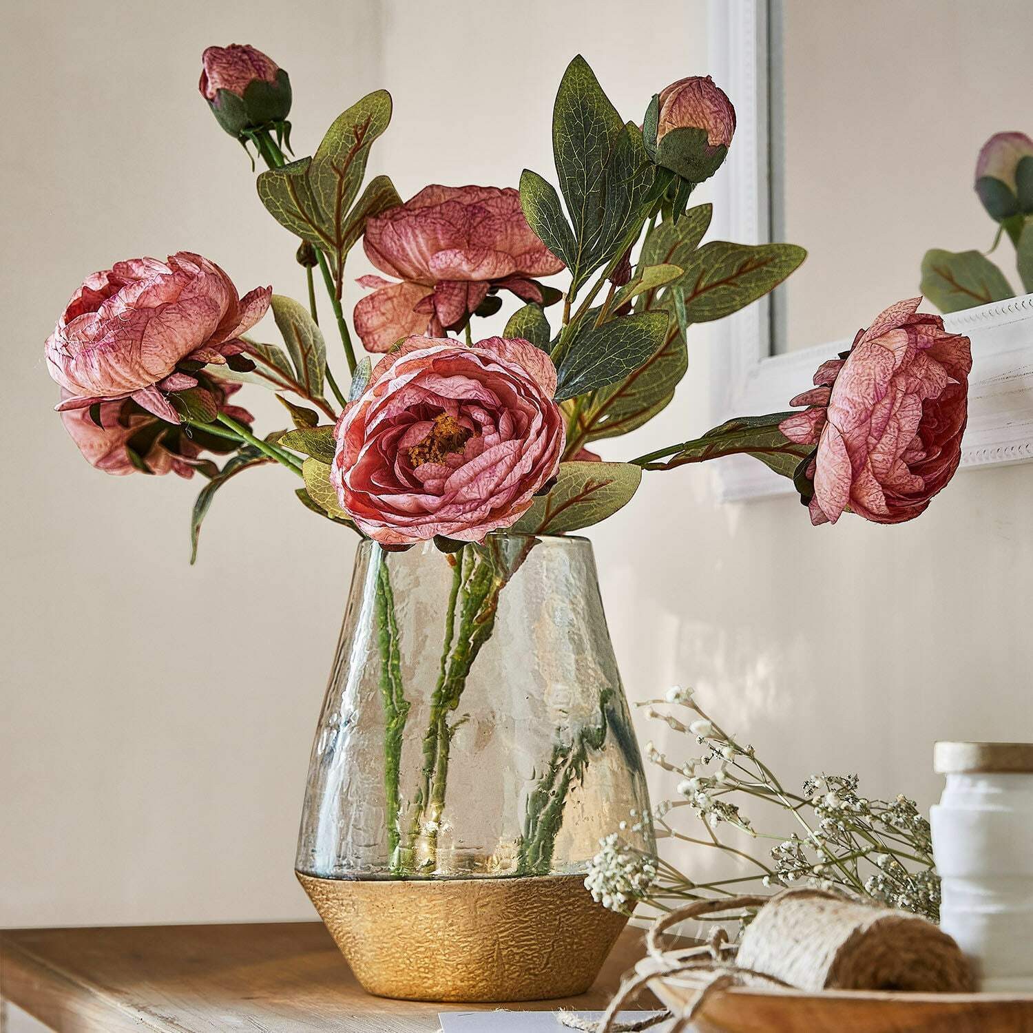 Kunstblume Deko-Blume 3er Set Gilgandra rosa/grün, günstig online kaufen
