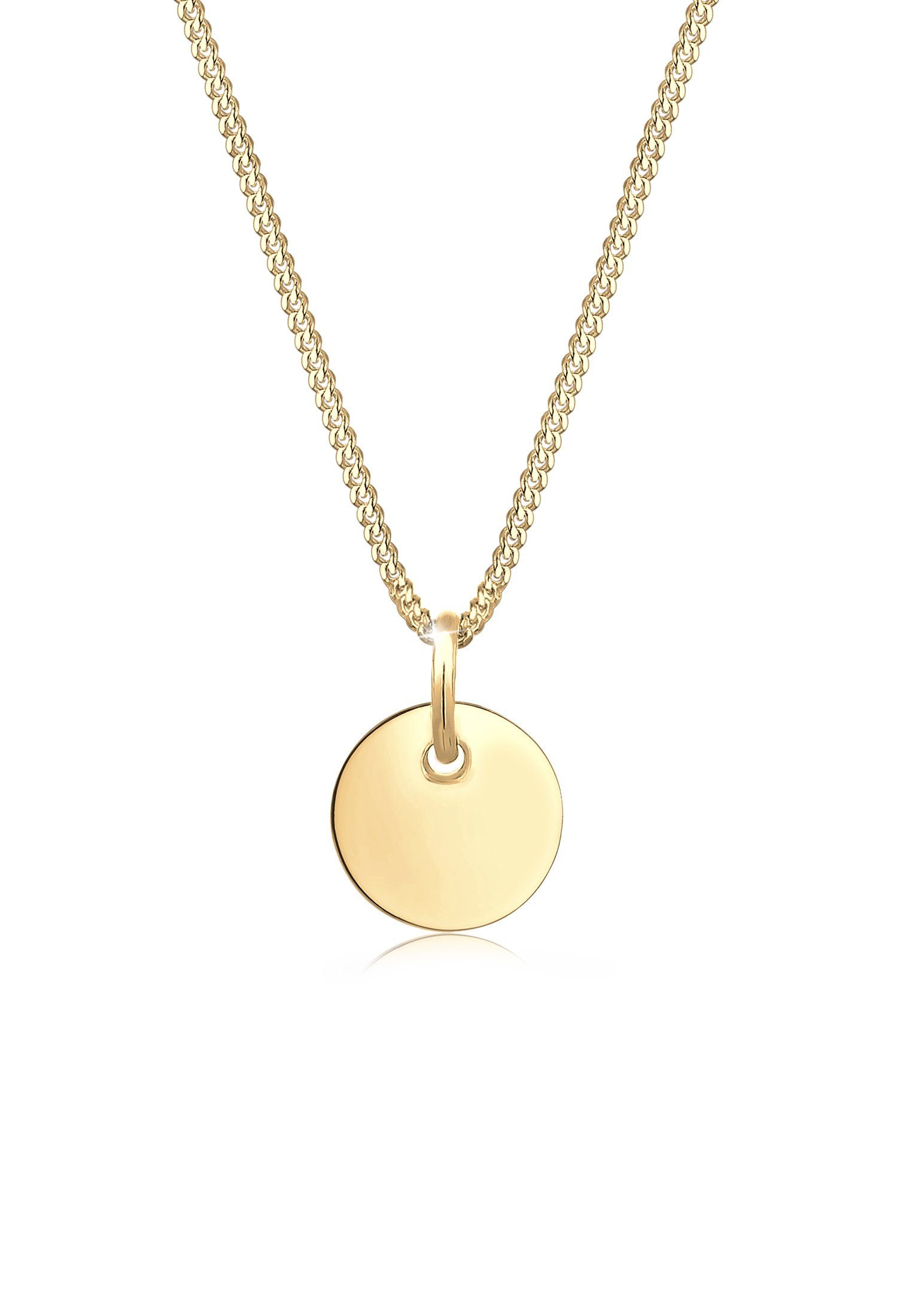 Elli Kette mit Anhänger Panzerkette mit Kreis Rund Plättchen 925 Silber, Geo