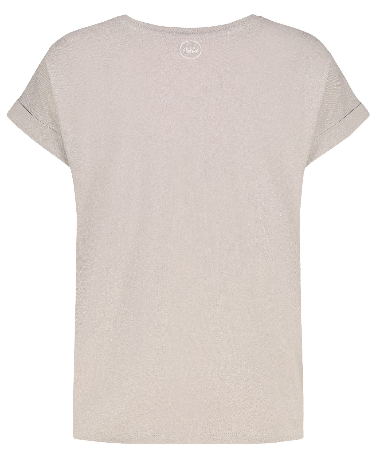SUBLEVEL T-Shirt Damen Shirt Turn-Up Ärmel Weiches Basic Shirt Rundhals Kurzarm Baunwolle Modal Mix, super soft, unifarben, markenlogo