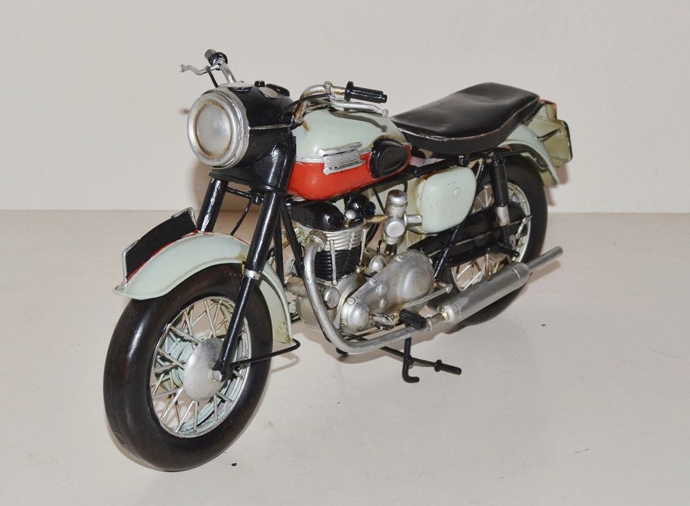JS GartenDeko Modellmotorrad Blechmodell Modellmotorrad Oldtimer Marke Triumph aus Blech L 30 cm