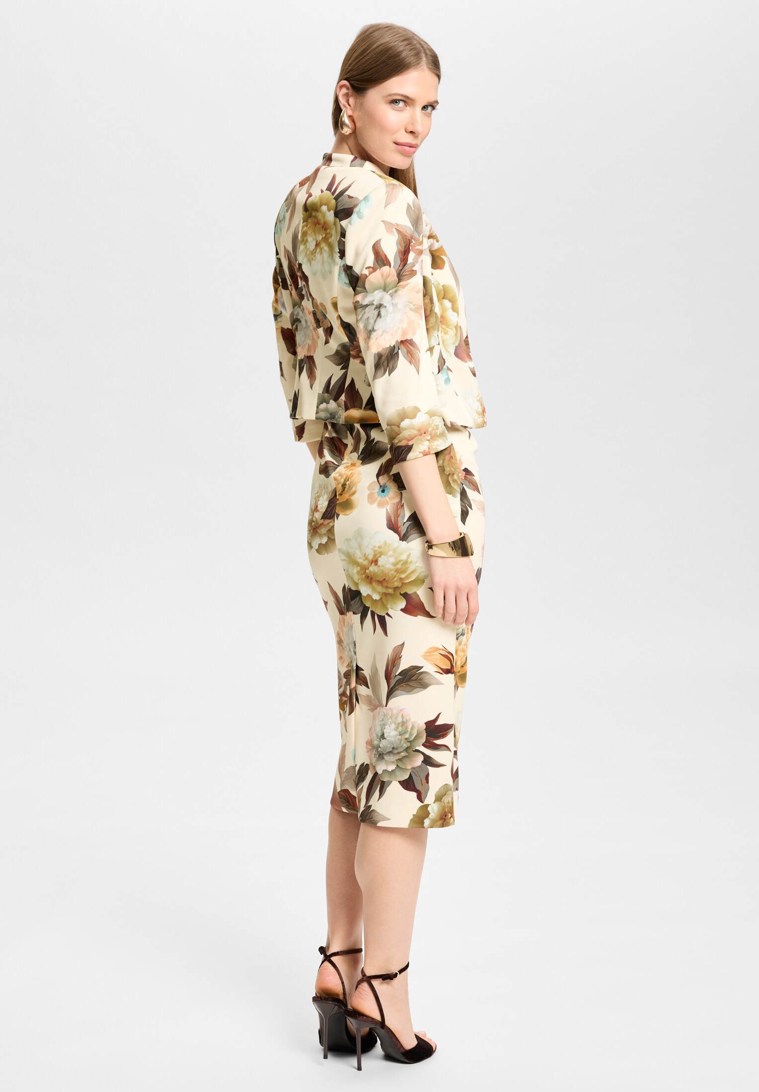 SWING Jackenblazer - Floral bedruckter Scuba Blazer Taillierte Passform