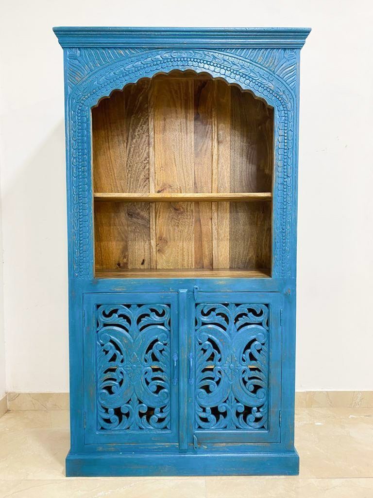 Oriental Galerie Mehrzweckschrank Handarbeit 180 Indien Schrank Blauer cm Laya