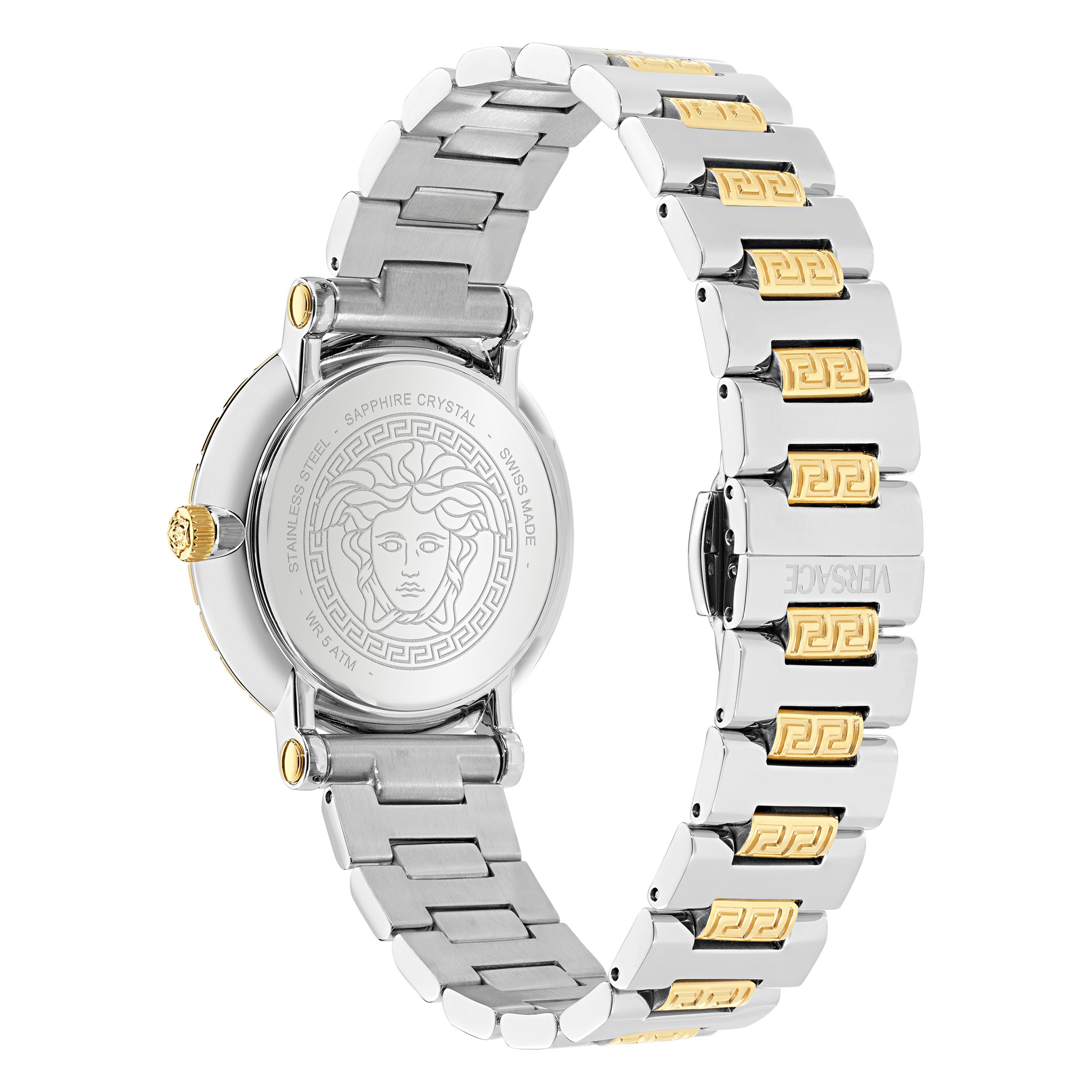 Versace Quarzuhr GRECA SPHERE NOVA VE5L00426, Armbanduhr, Damenuhr, Swiss Made, Edelstahlarmband, analog