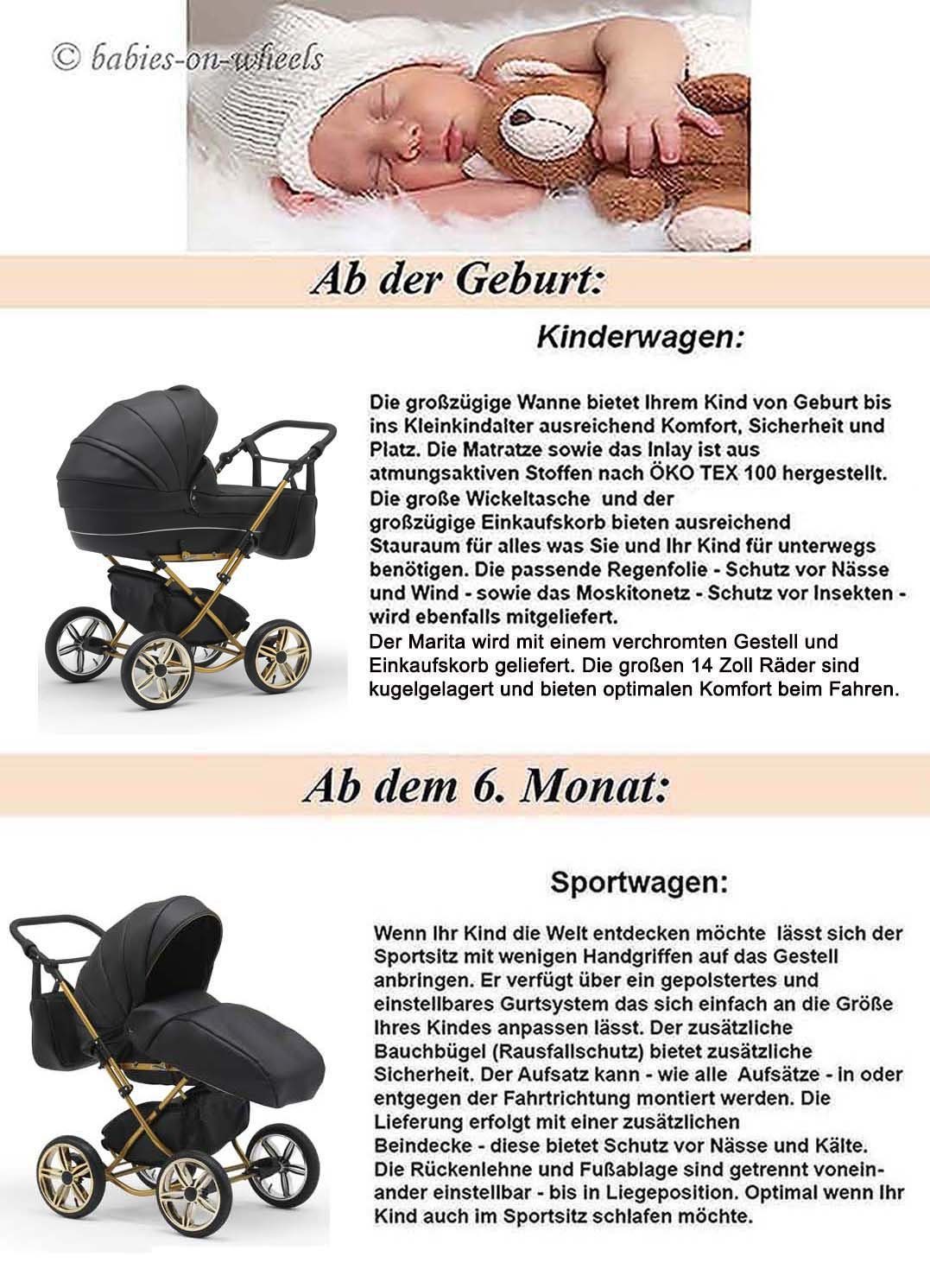 babies-on-wheels Kombi-Kinderwagen Sorento 2 in von Teile 11 in 30 bis - 4 Jahre 1 - Hellgrau-Schwarz Geburt Designs