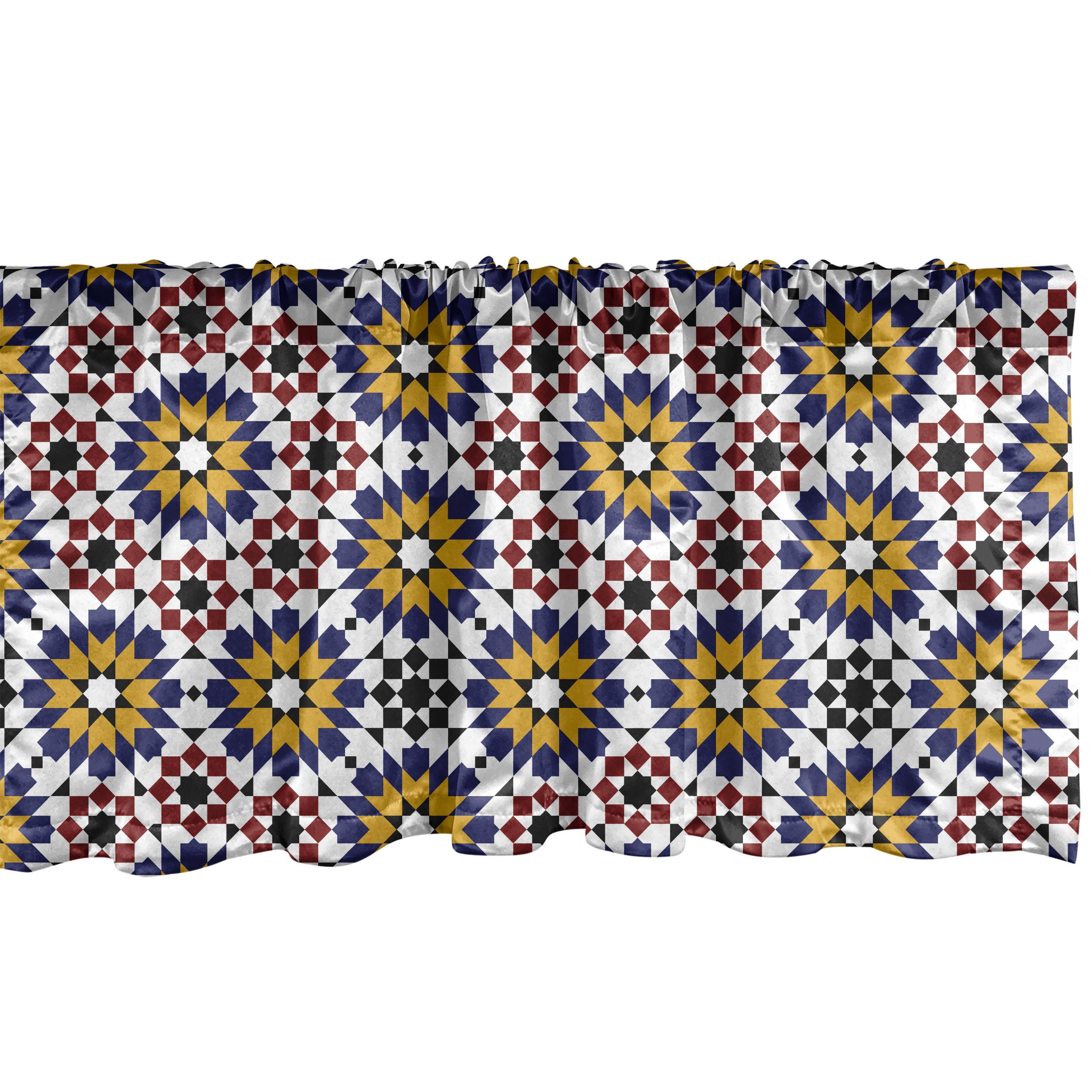 Scheibengardine Vorhang Volant für Küche Schlafzimmer Dekor mit Stangentasche, Abakuhaus, Microfaser, Oriental marokkanisch floral Geometrisch