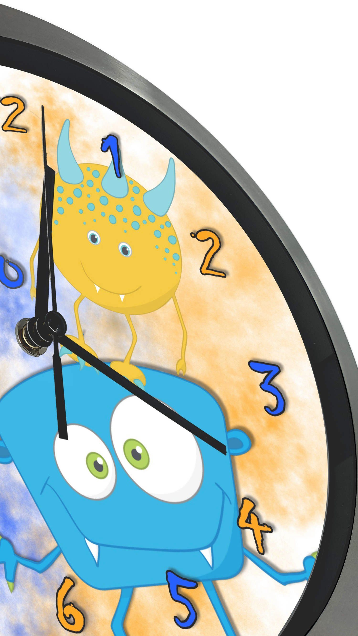 CreaDesign Wanduhr Monster personalisiert Kinderzimmer Kinder Funkwanduhr