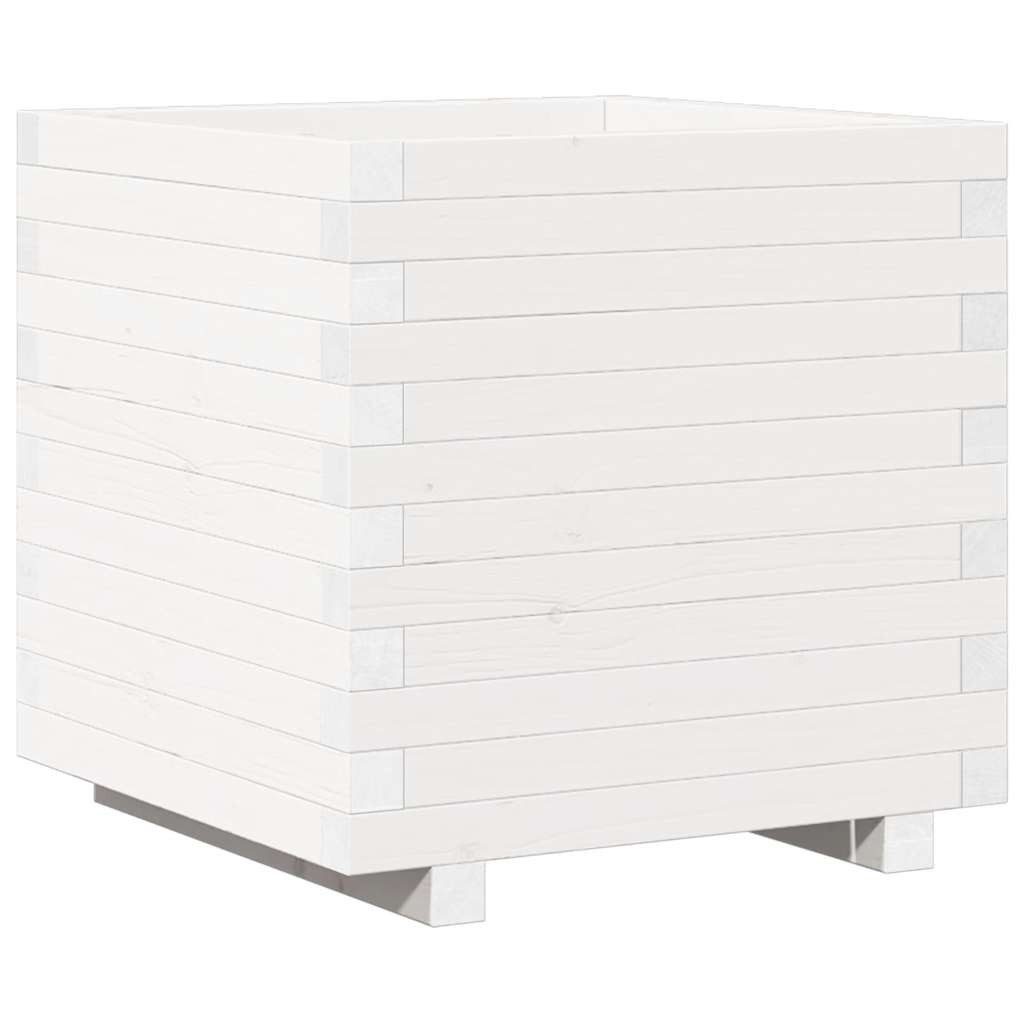 furnicato Hochbeet Pflanzkübel aus massivholz Weiß 50 x 50 x 49,5 cm