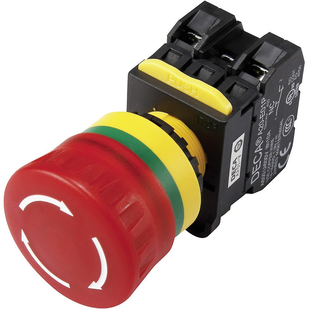 DECA Schalter DECA A20L-V4E02Q6R Not-Aus-Schalter mit Kontaktelement 240 V/AC 6 A 2 (A20L-V4E02Q6R)