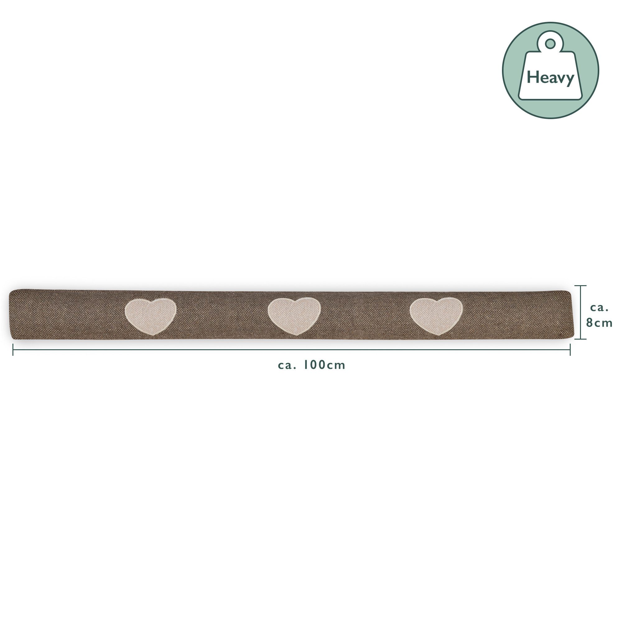 Beautissu Zugluftstopper Zugluftstopper 100 cm lang Tuuli Tuuli 100, Braun, Windstopper als Türvorleger, Haustür Rolle und Kälteschutz Luftstopper