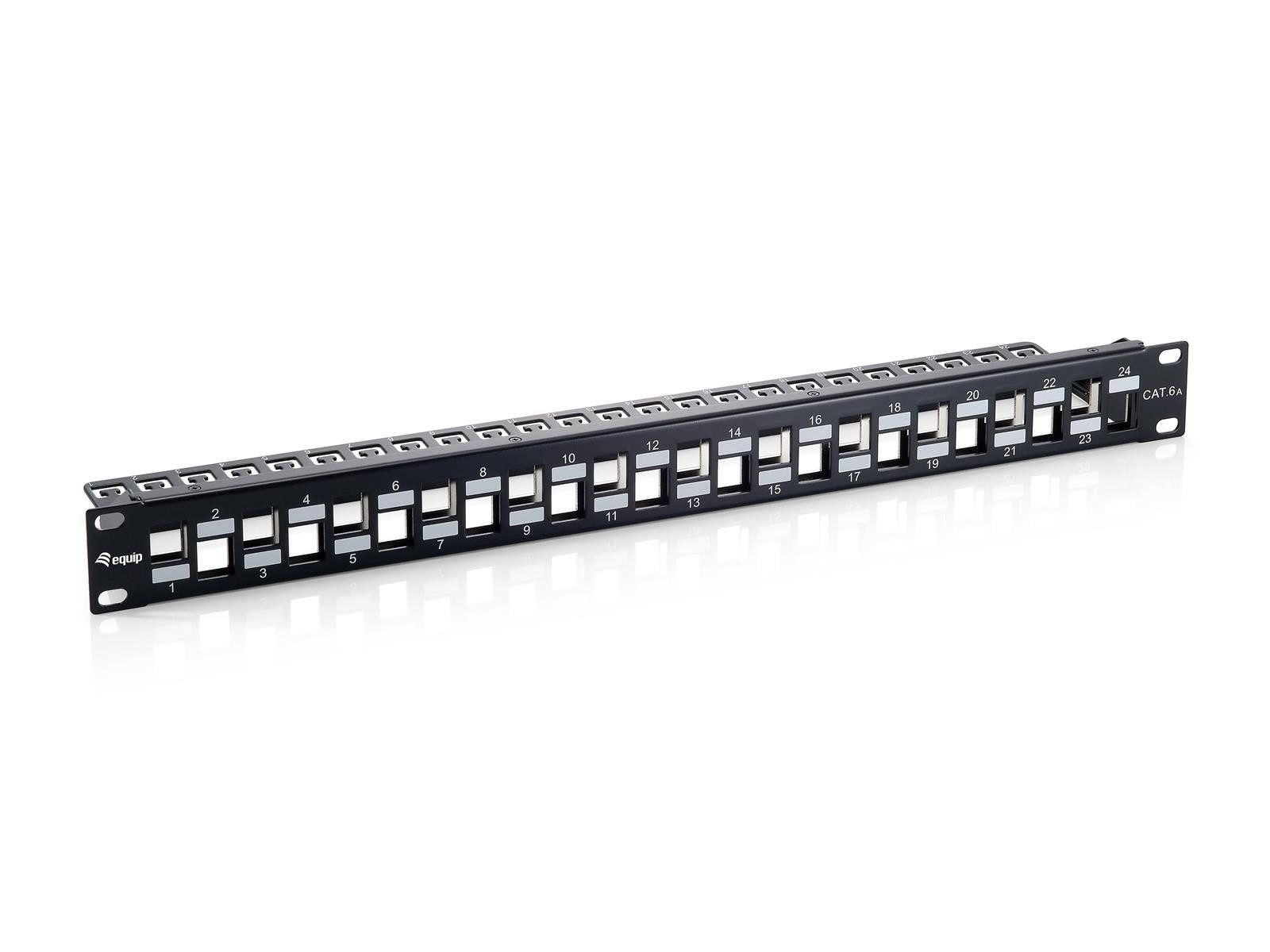 Equip Equip Patchpanel 24x RJ45 Cat6a 19" 1HE Keystone Netzwerk-Patch-Panel